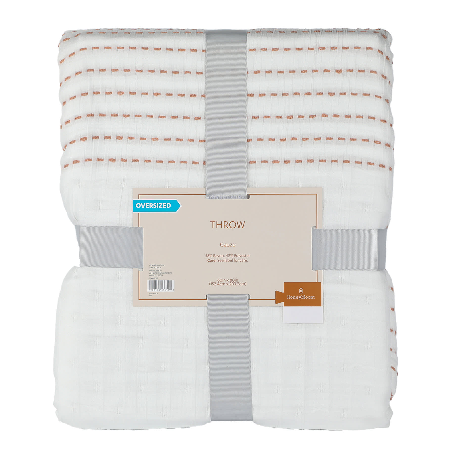 Honeybloom Stitched Gauze Oversized Throw Blanket, 60x80