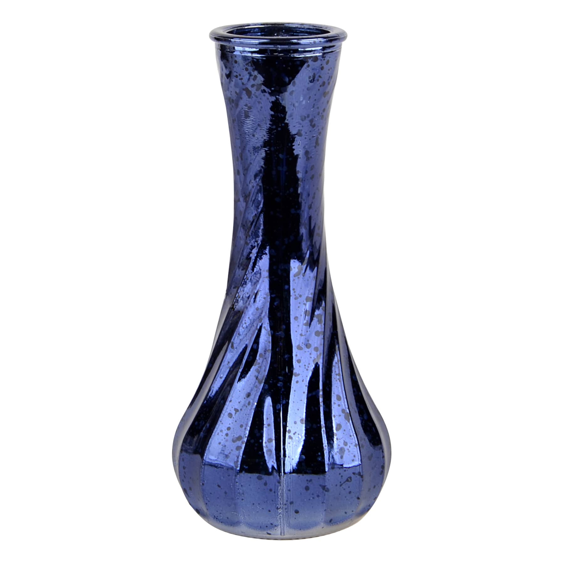 Blue Mercury Glass Bud Vase, 6"