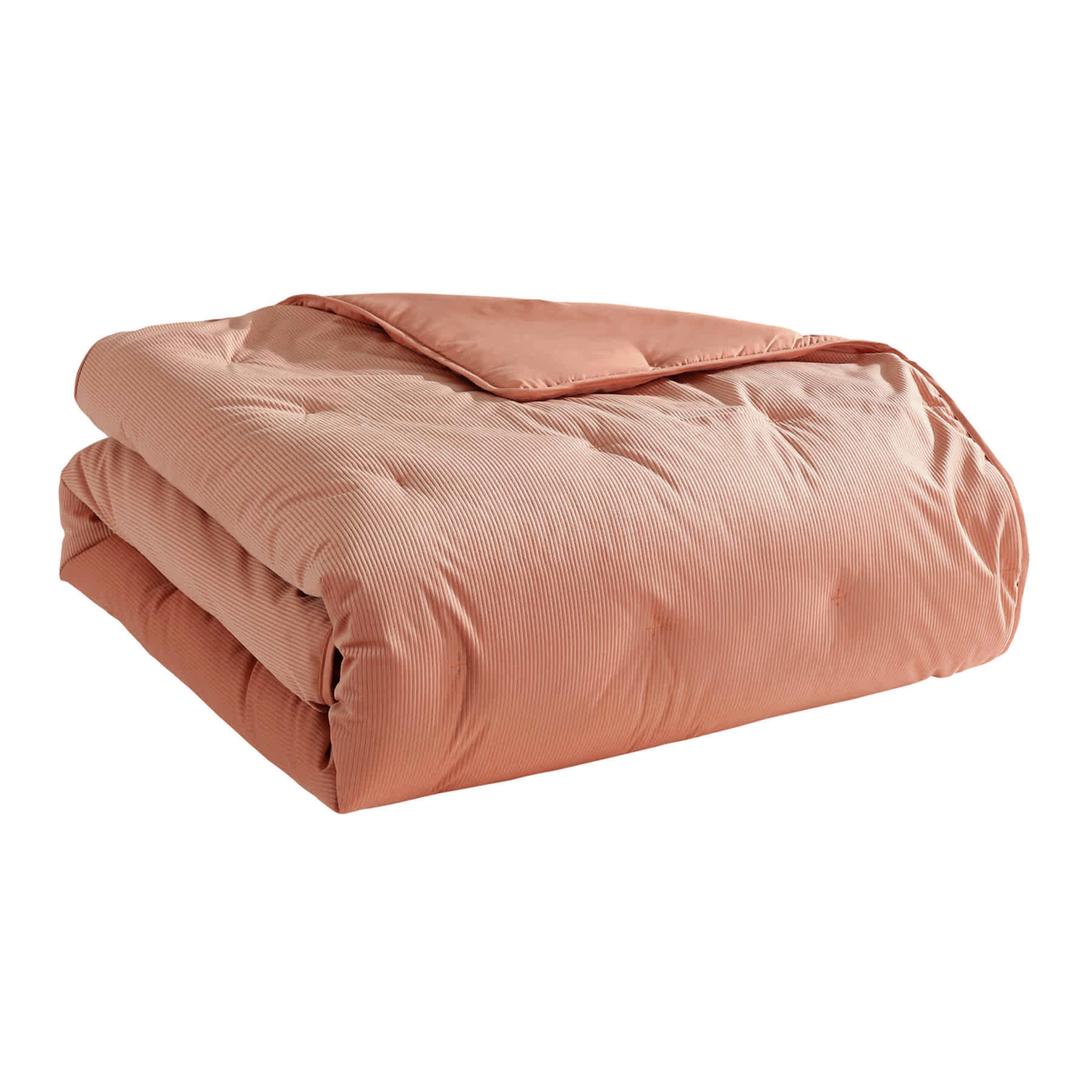 3-Piece Pink Tacked Corduroy Comforter Set, Full/Queen