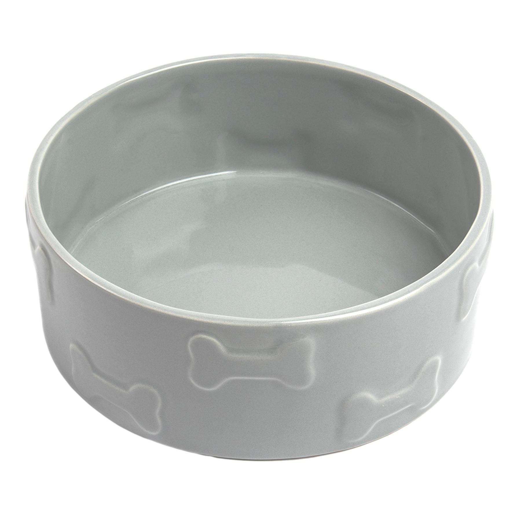 Manor Grey Ceramic 8-Cup Pet Bowl, Large