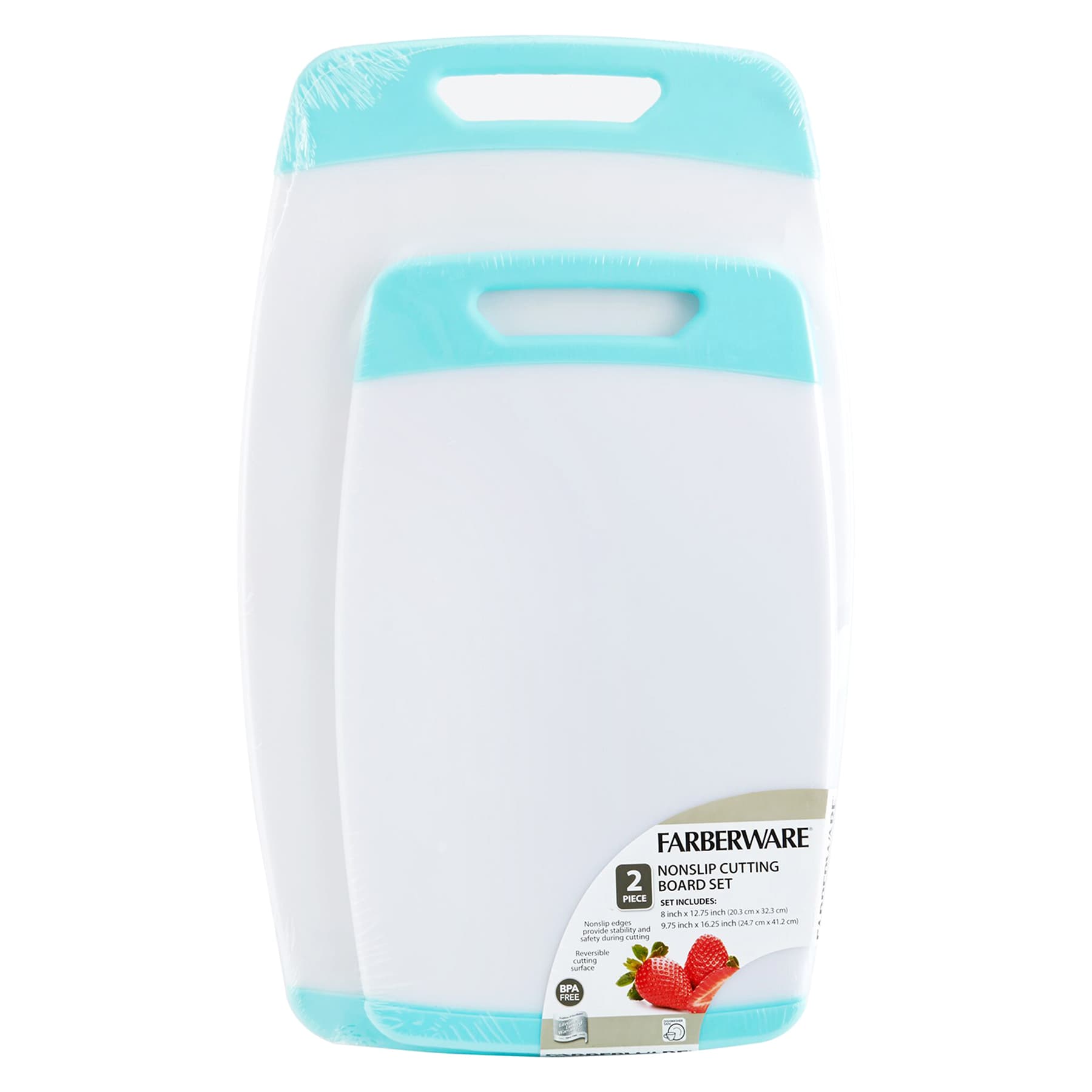 Farberware 2-Piece Aqua Non-Slip Cutting Board Set