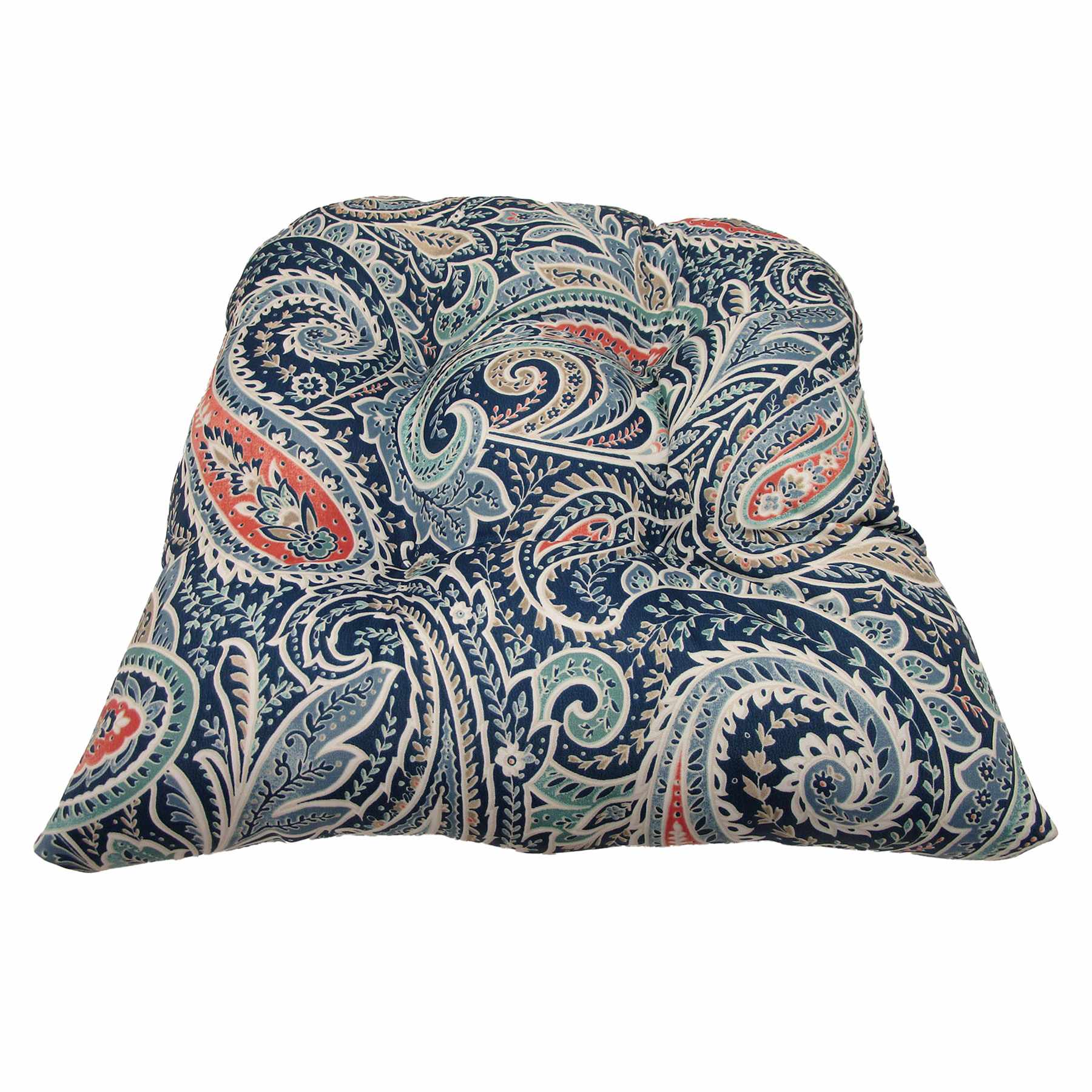 Denim Multicolor Paisley Outdoor Wicker Seat Cushion