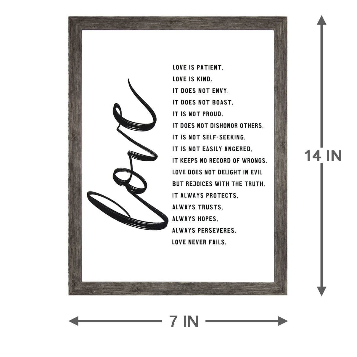 Glass Framed Love Inspirational Wall Sign, 15x19