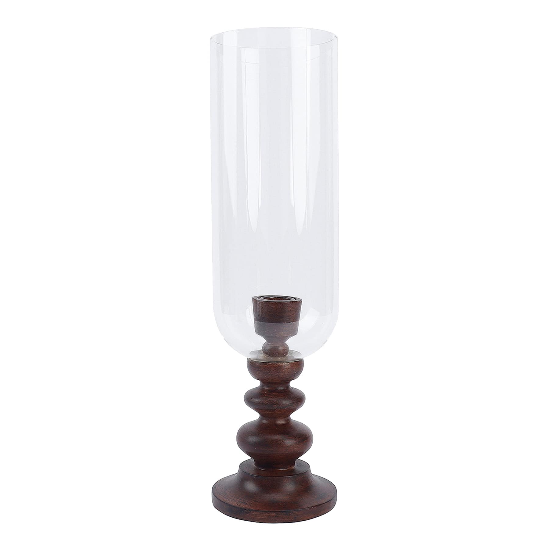 Brown Resin & Glass Taper Candle Holder, 14.5"