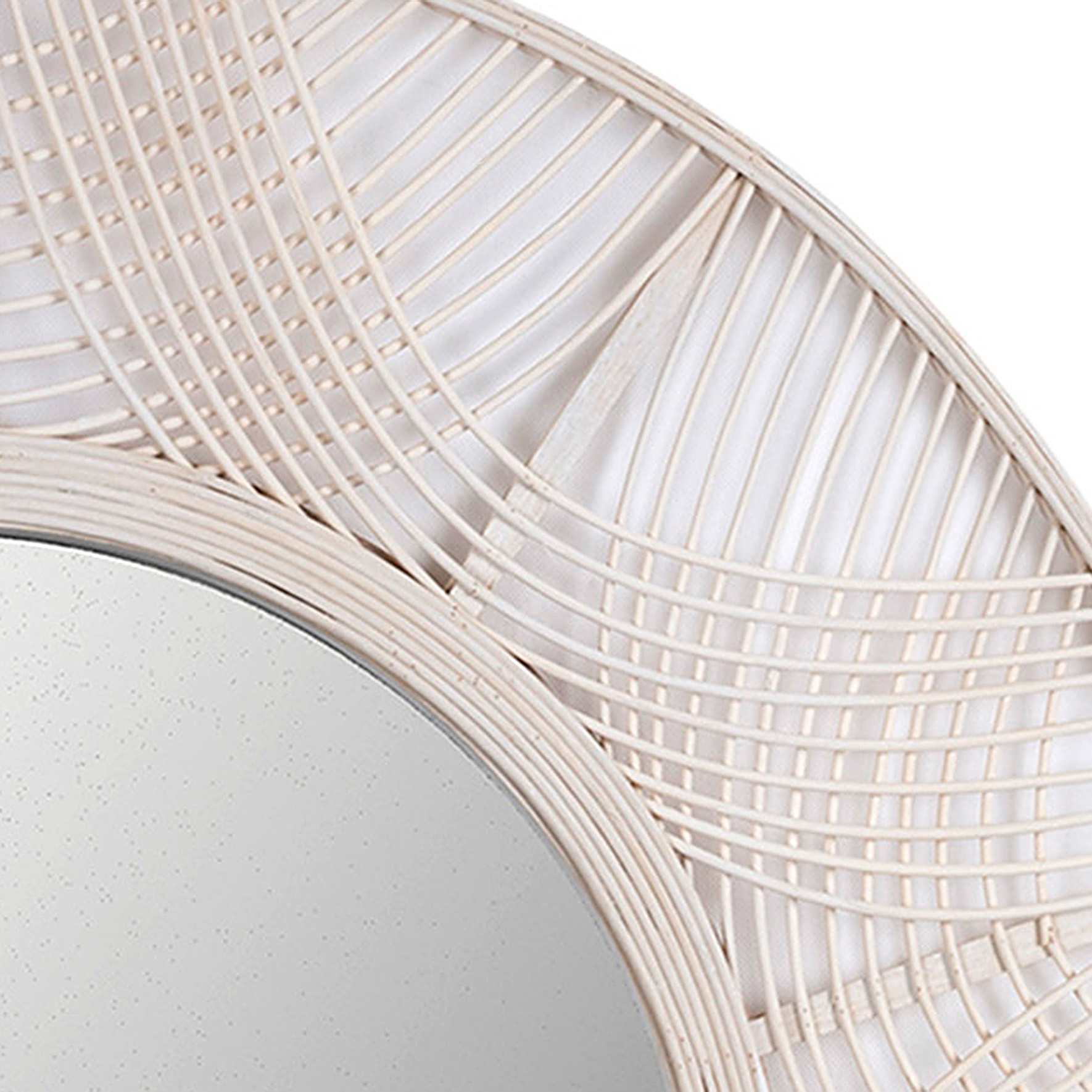 Found & Fable White Round Bamboo Wall Mirror, 35"