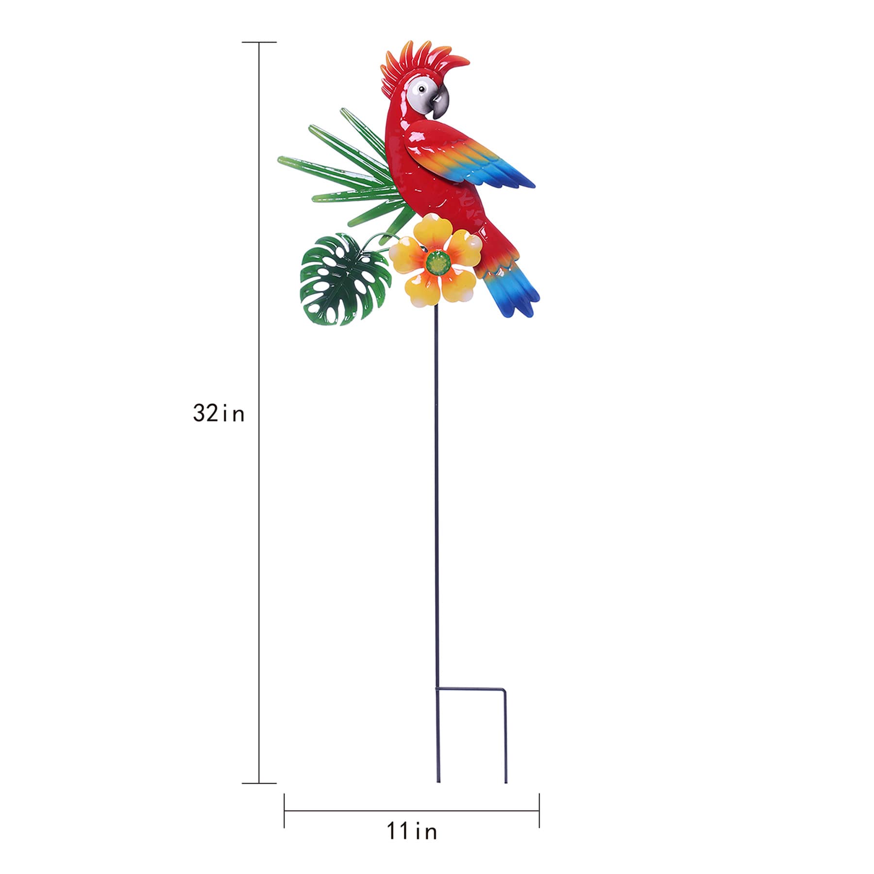 32In Tropical Parrot Metal Stake
