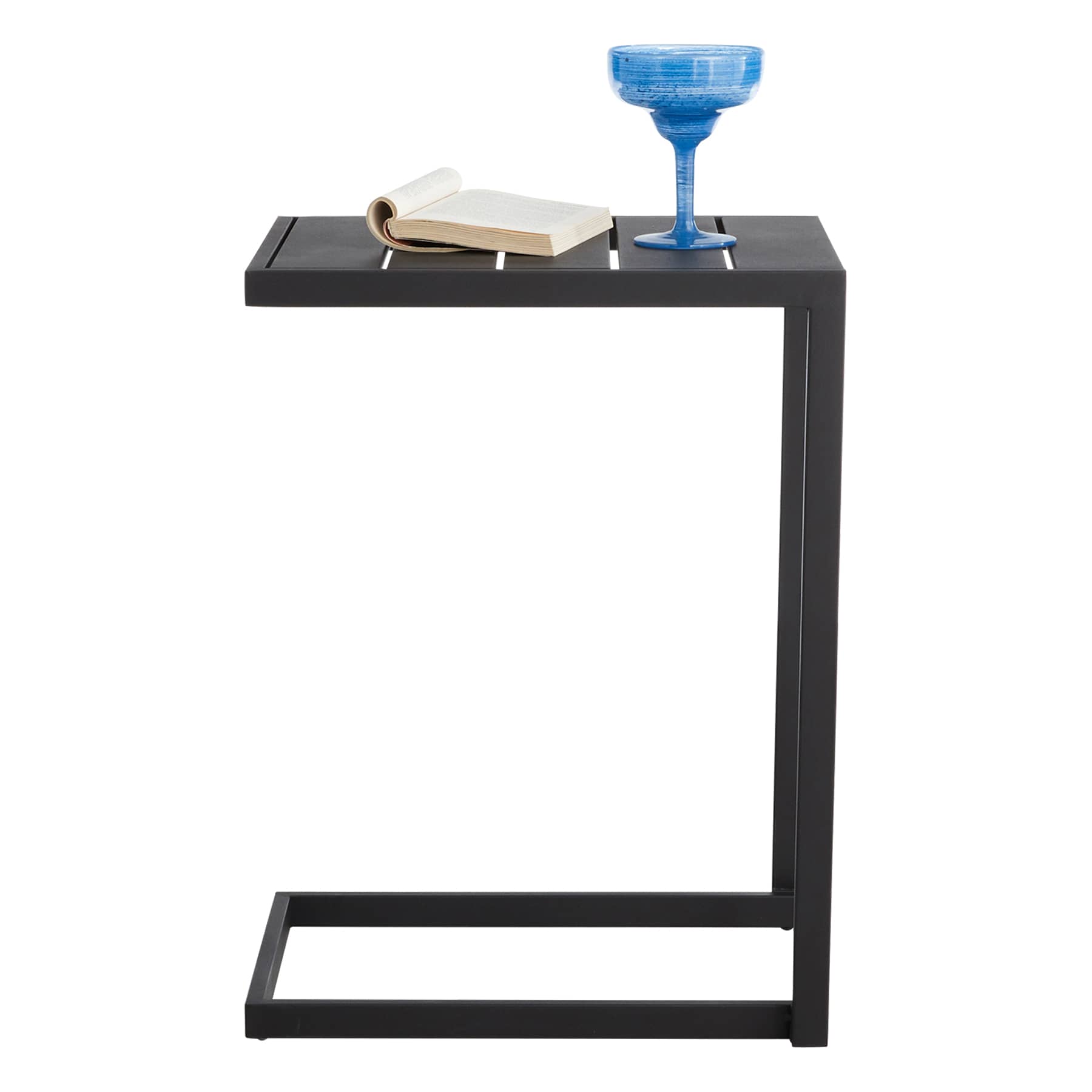 Grammercy Steel Slat Patio C-Table, Black
