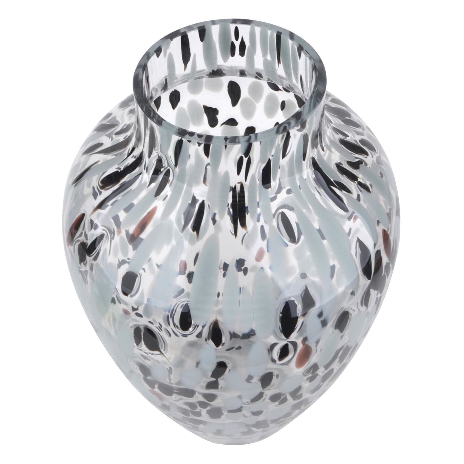 Black & Grey Dotted Glass Vase, 13.5"