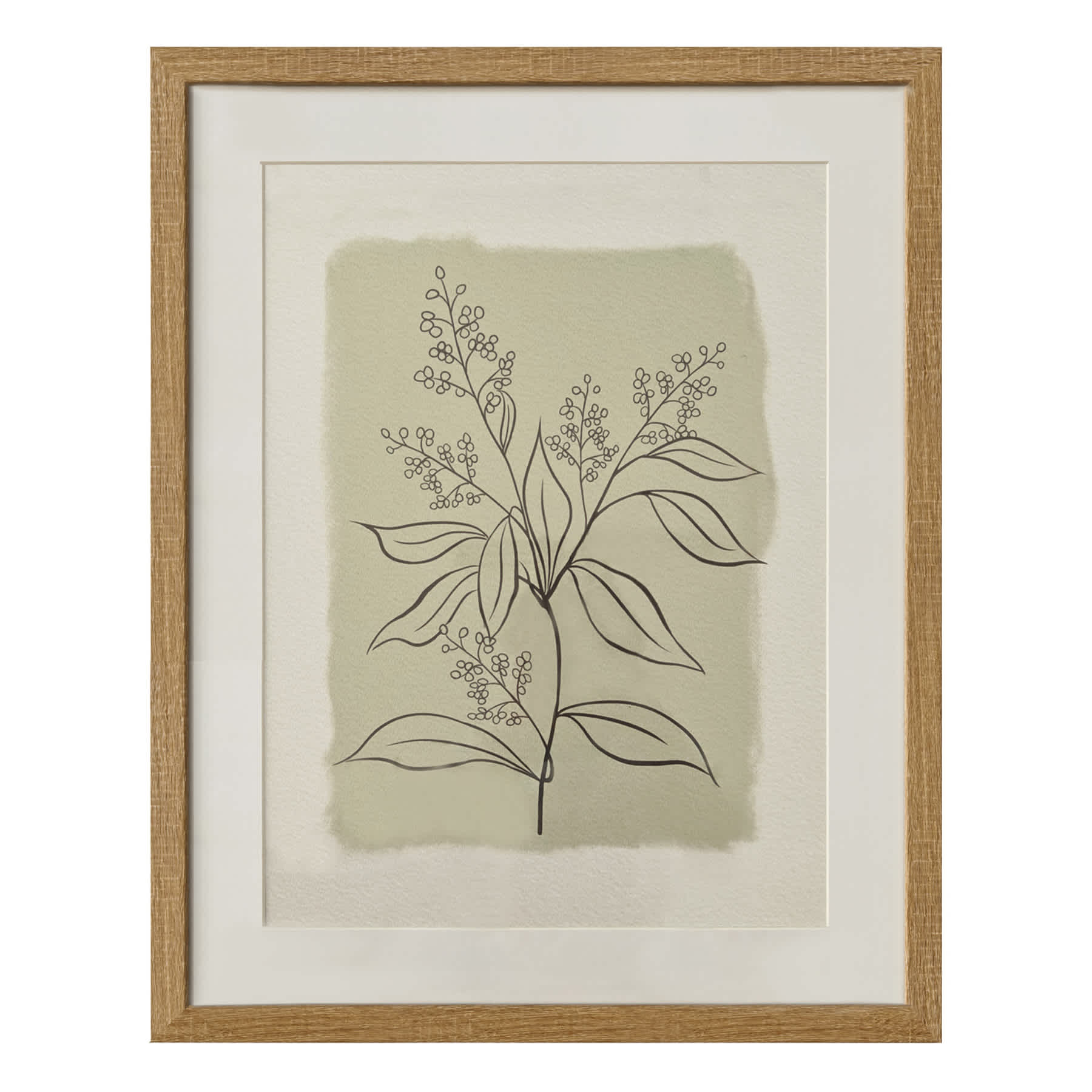 Glass Framed Leaves Print Wall Art, 16x20