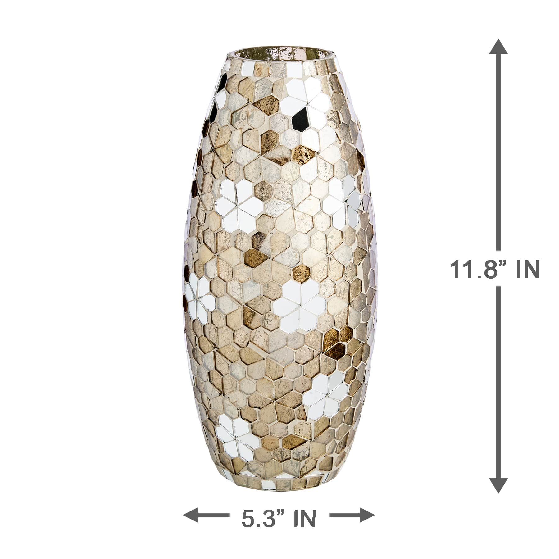 Silver Mosaic Glass Vase, 12"