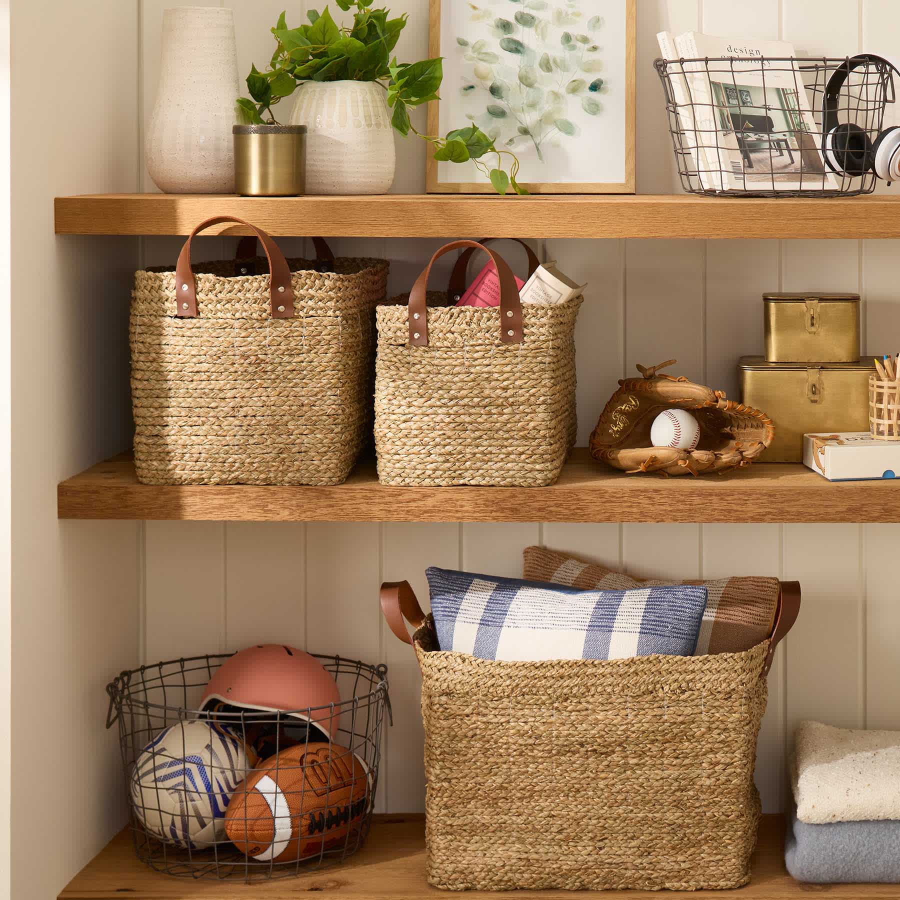 Honeybloom Tapered Dark Grey Metal Basket, Small