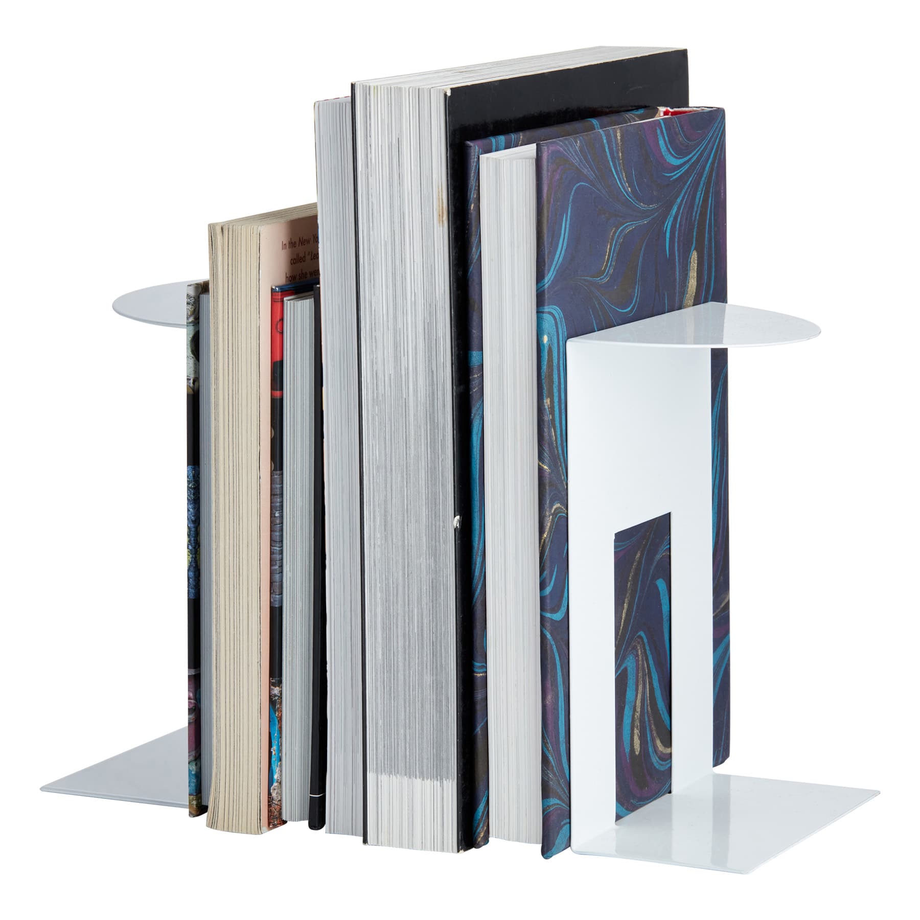 1-Piece White Metal Bookend, 7"