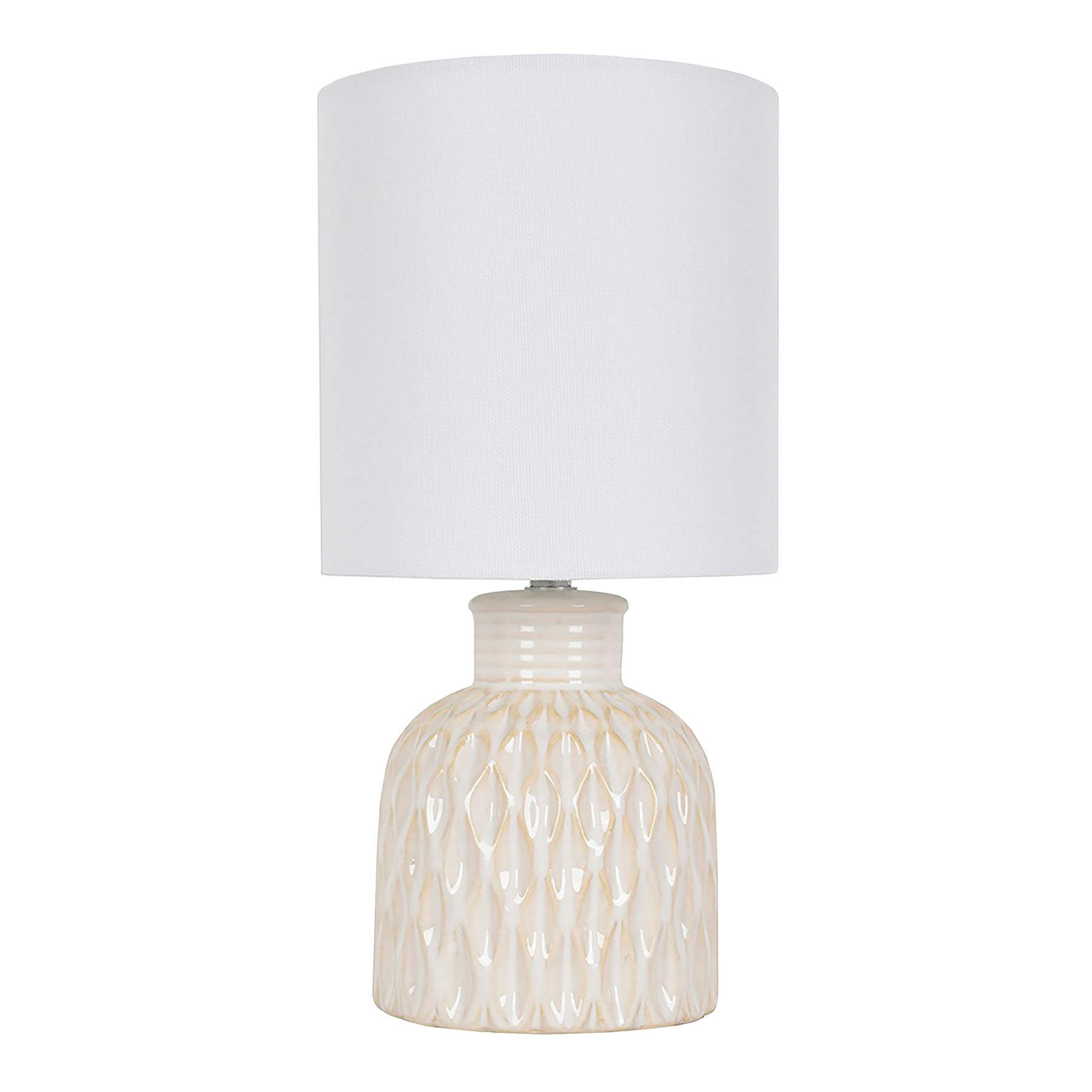 White Ceramic Mini Table Lamp with Shade, 12"
