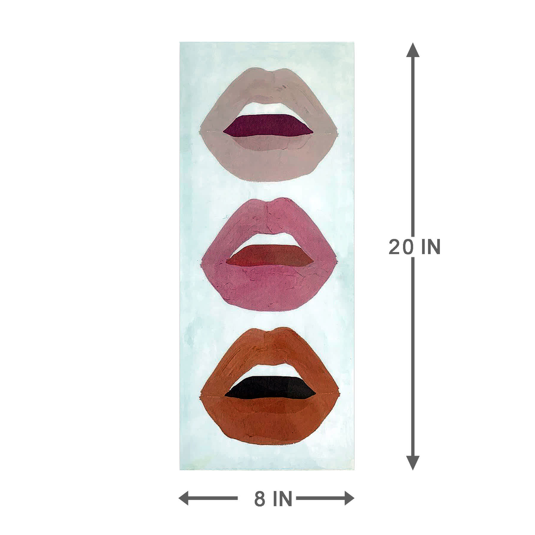 Red Lips II Glass Coat Canvas Wall Art, 8x20