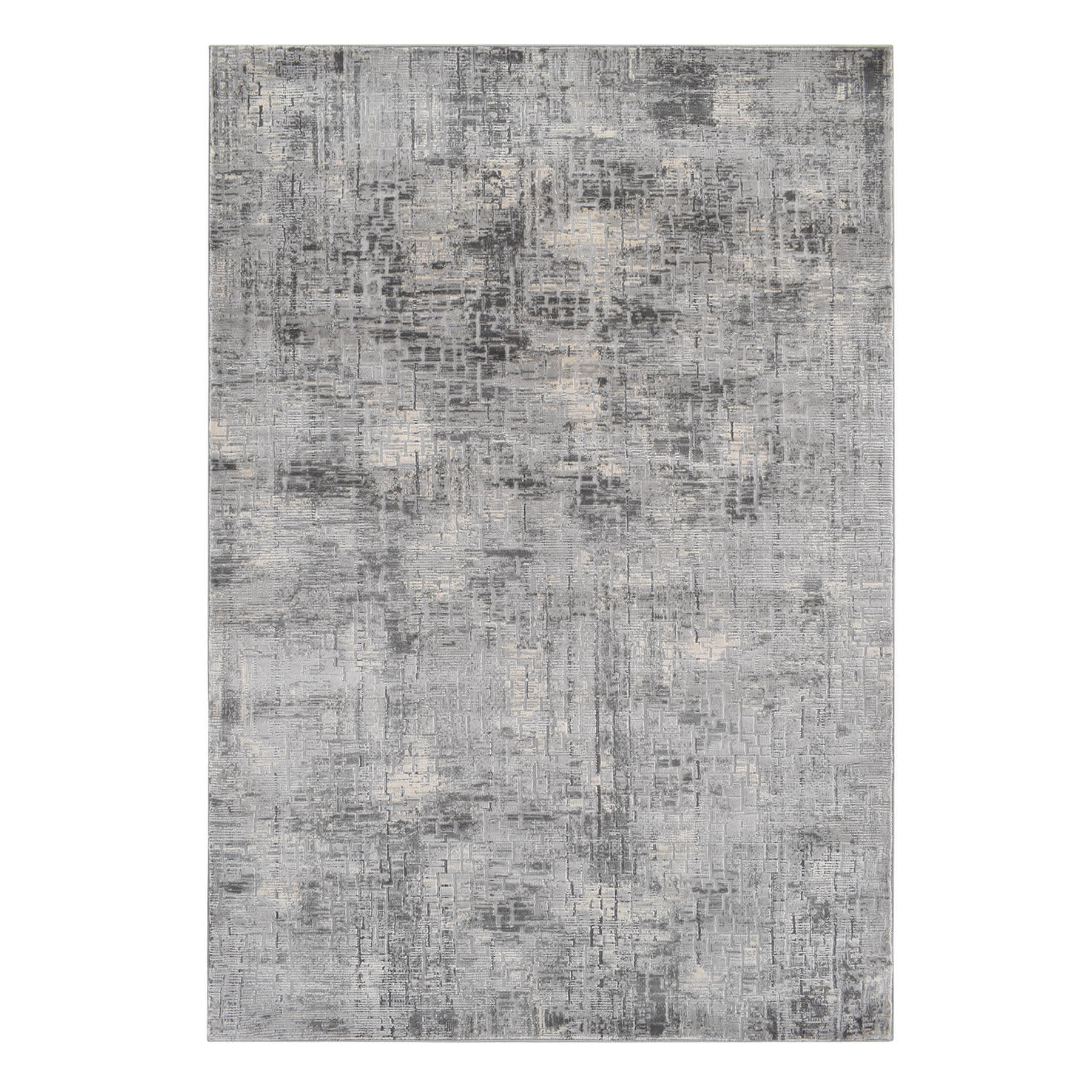 (B656) Mixed Grey Abstract Soft High-Low Design Area Rug, 7x10