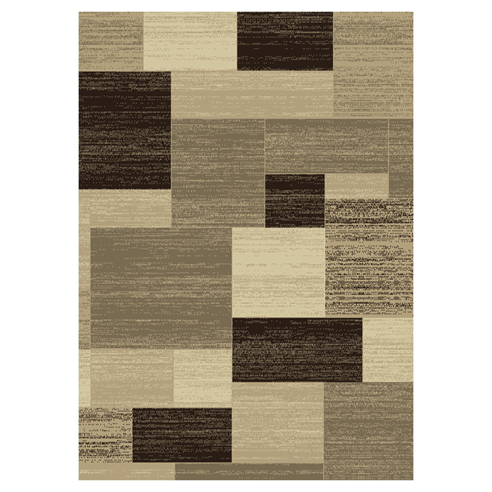 (B446) Romance Tan & Brown Geometric Area Rug, 5x7
