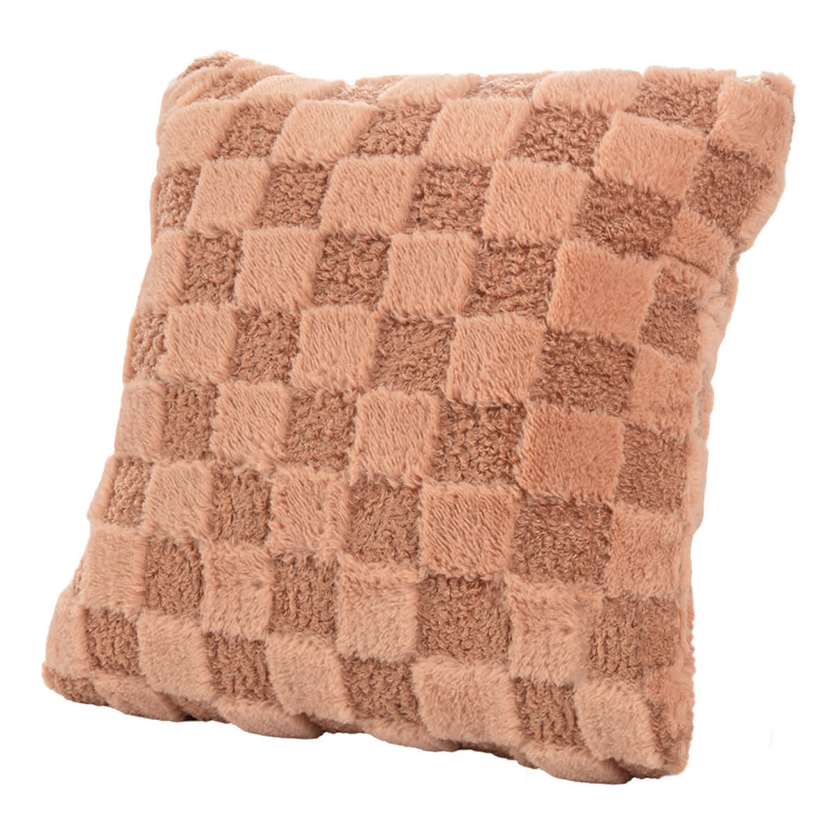 Clay Plush Check Throw Pillow, 18"