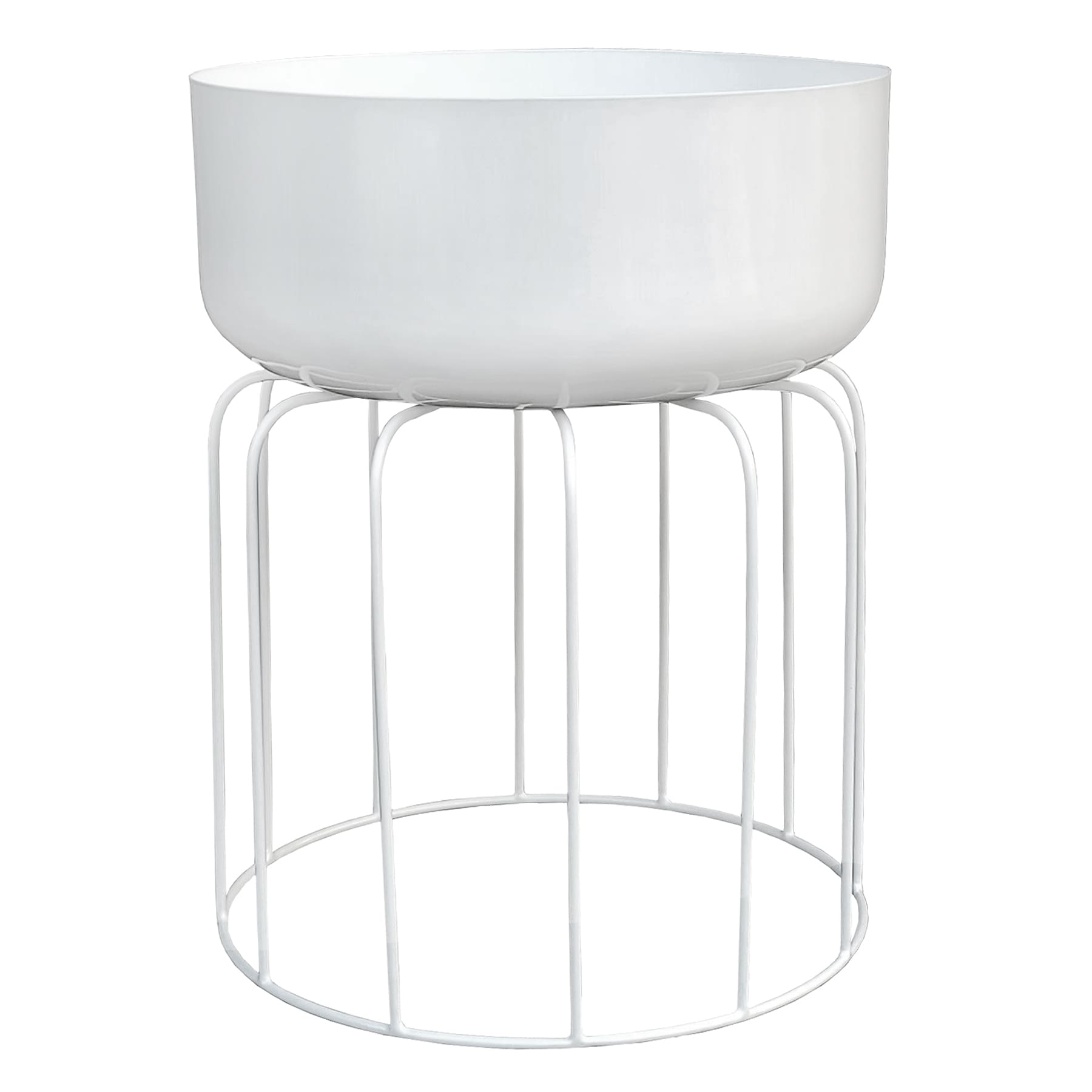 Sunny Club White Round Planter Stand, Large