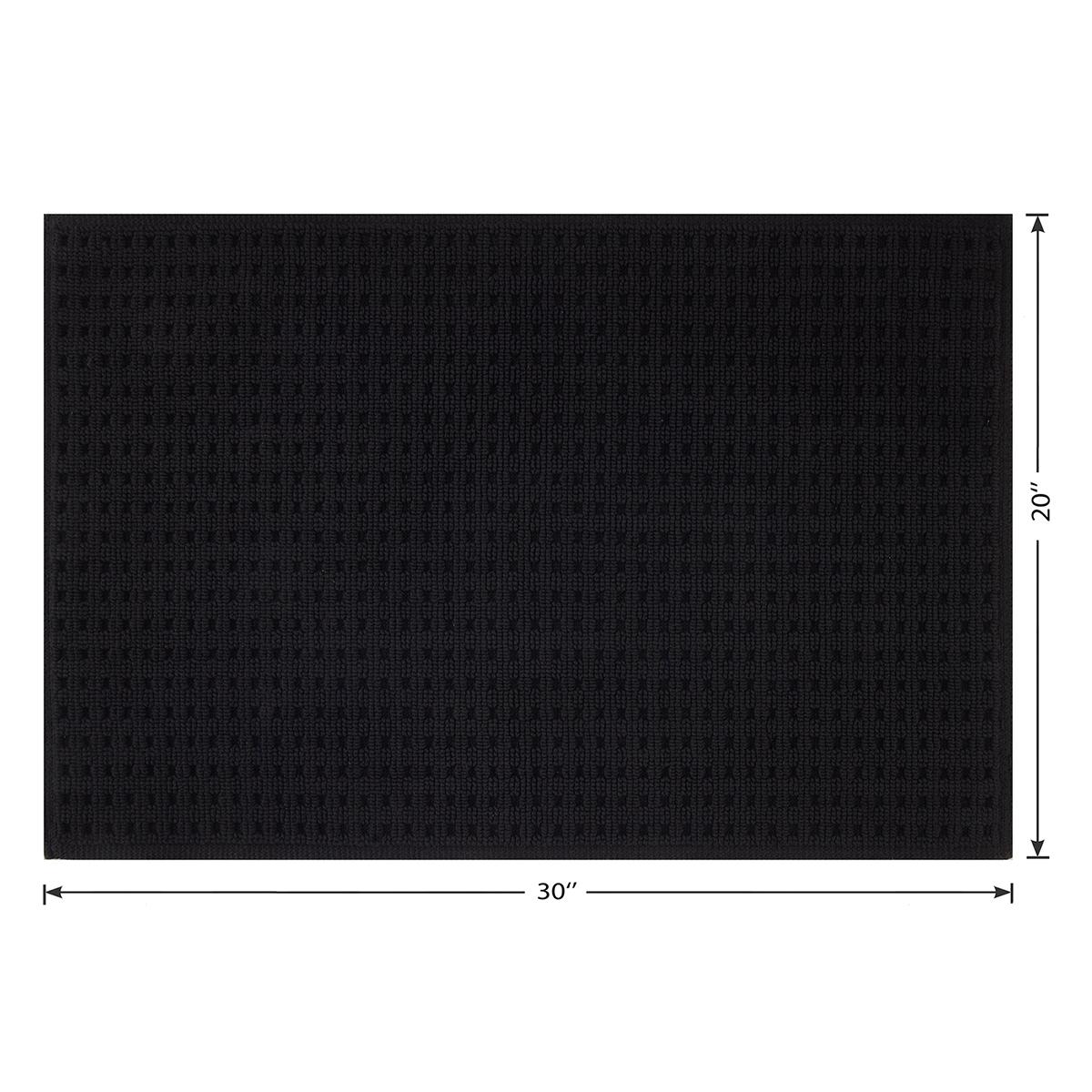 Crosby St. Black Waffle Antimicrobial Cotton Bath Rug, 20x30