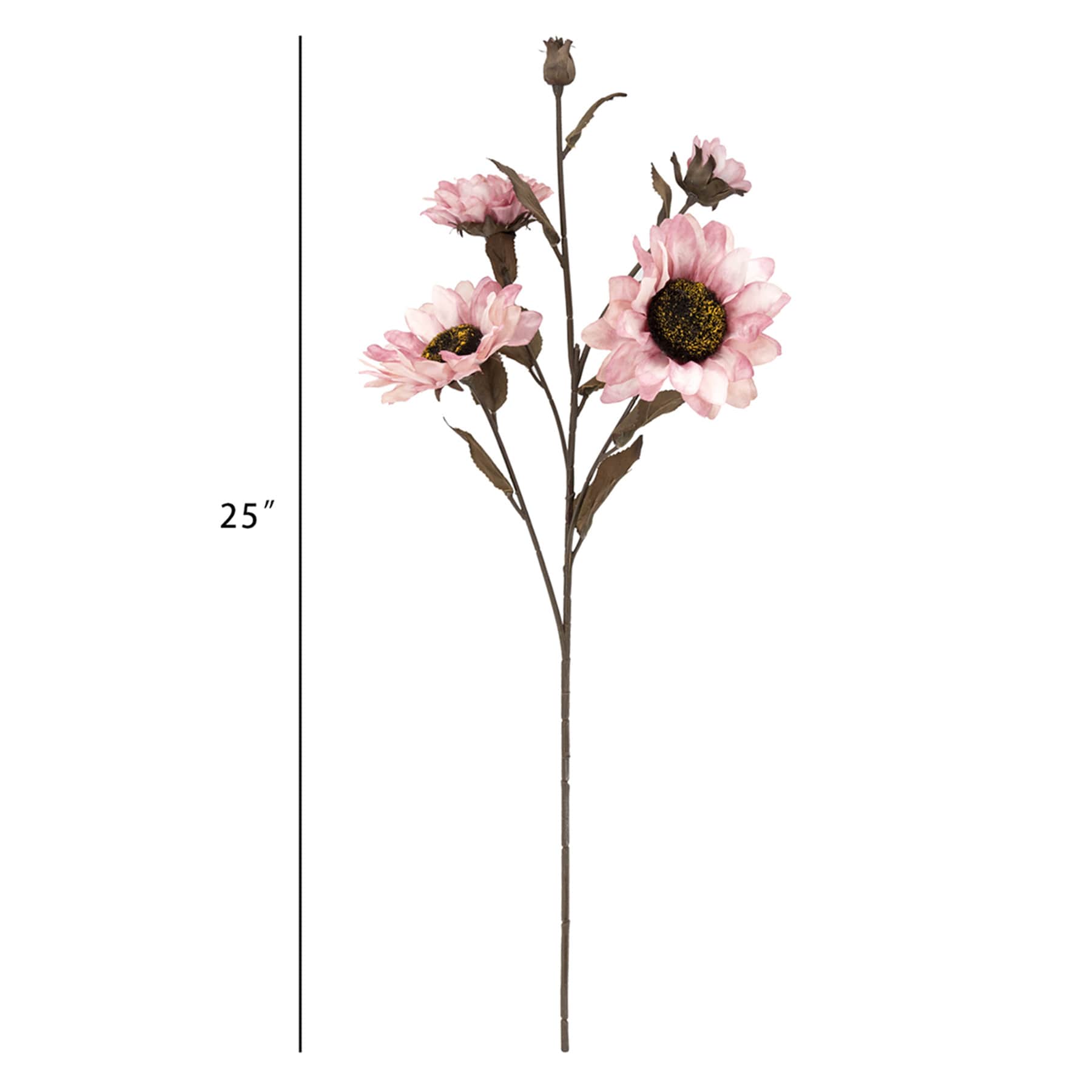 Pink Sunflower Stem, 25"