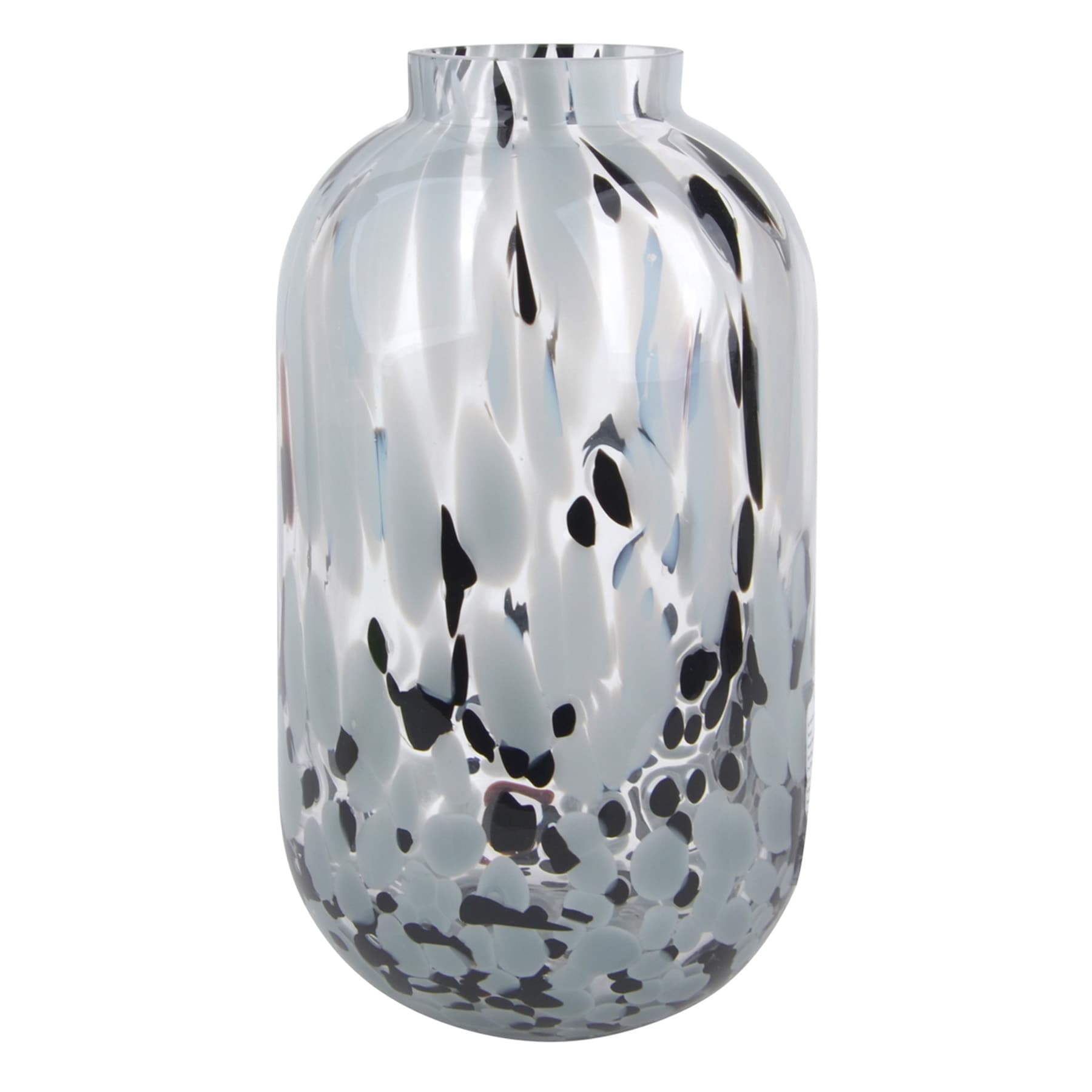 Black & Grey Dotted Glass Vase, 9.7"