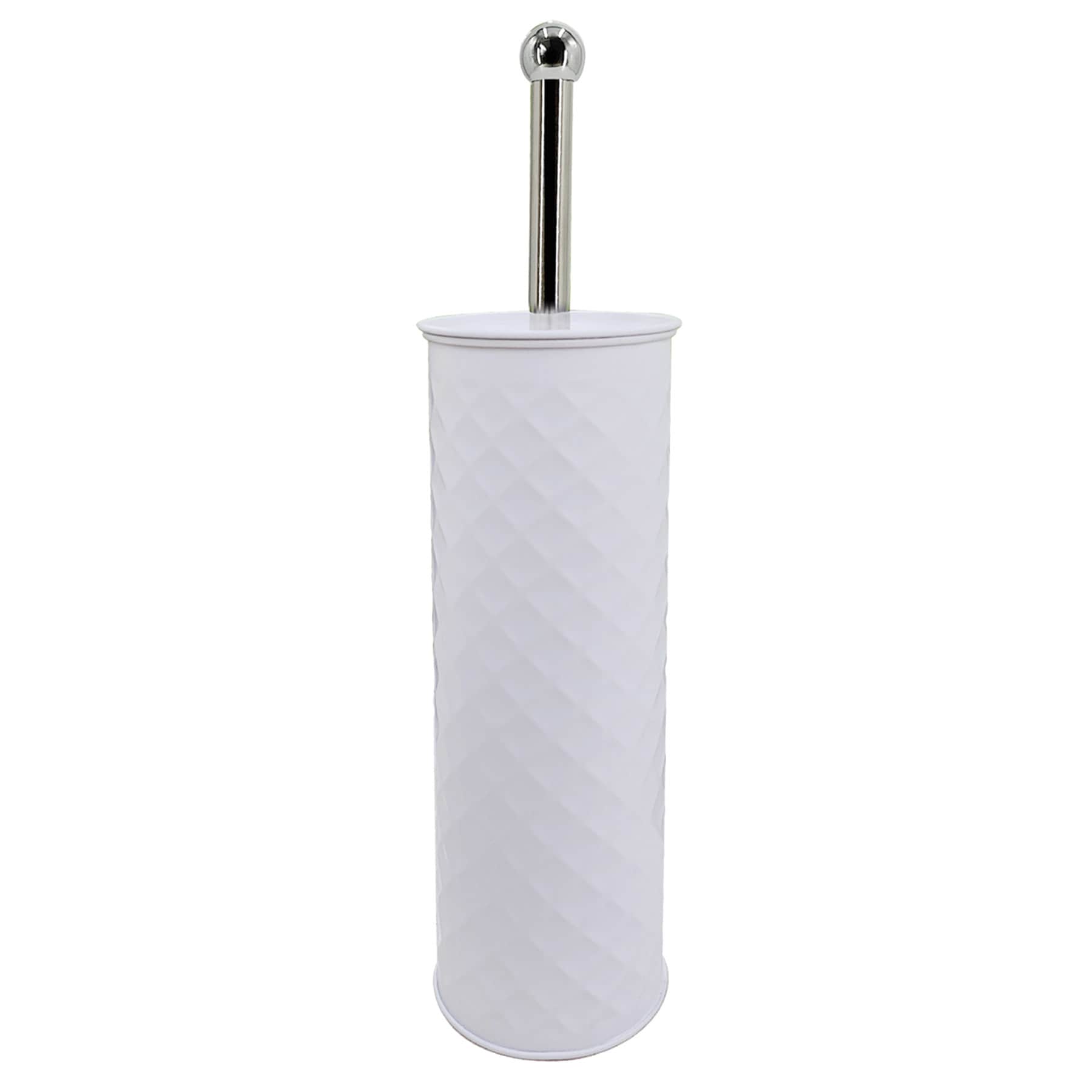 Embossed White Metal Toilet Bowl Brush