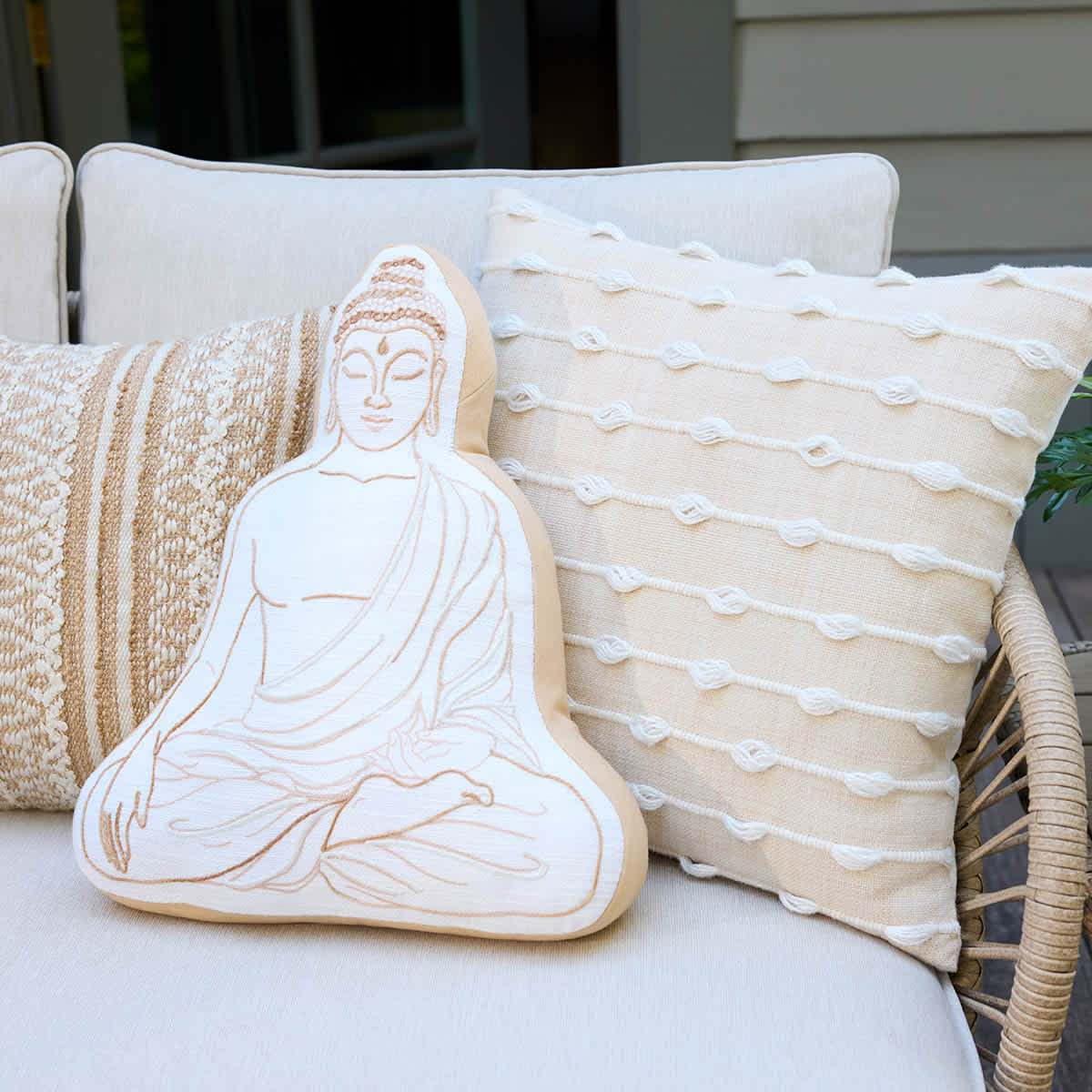 Found & Fable Loop Woven Natural Outdoor Throw Pillow, 18"