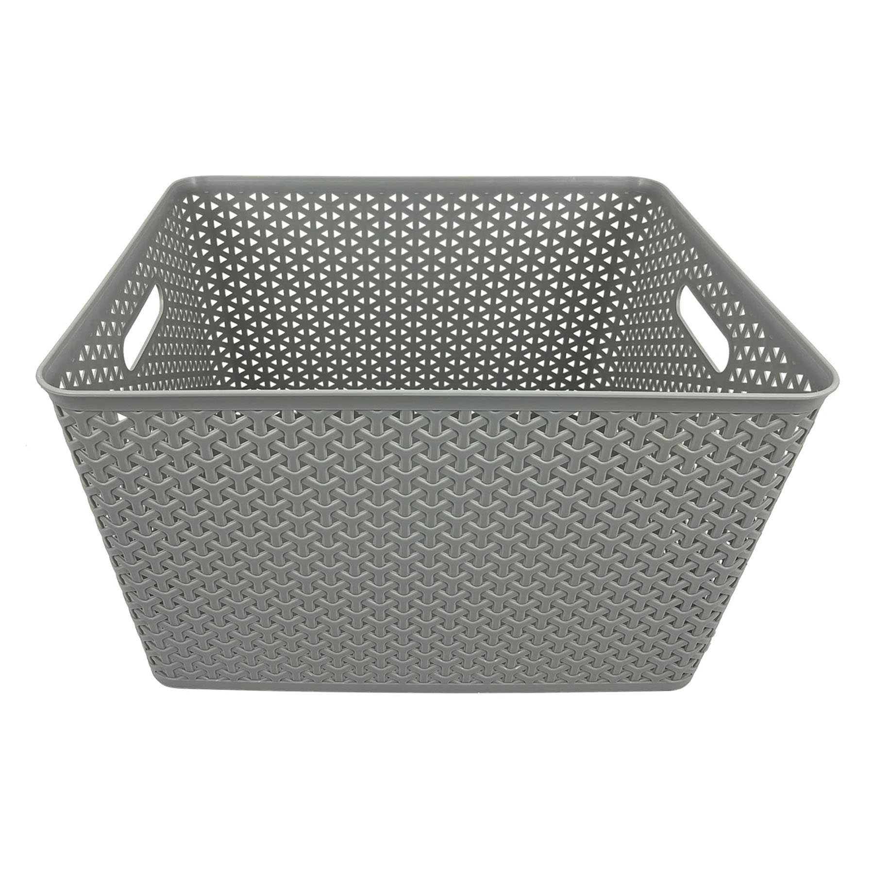 Light Grey Y-Weave Storage Basket, Large