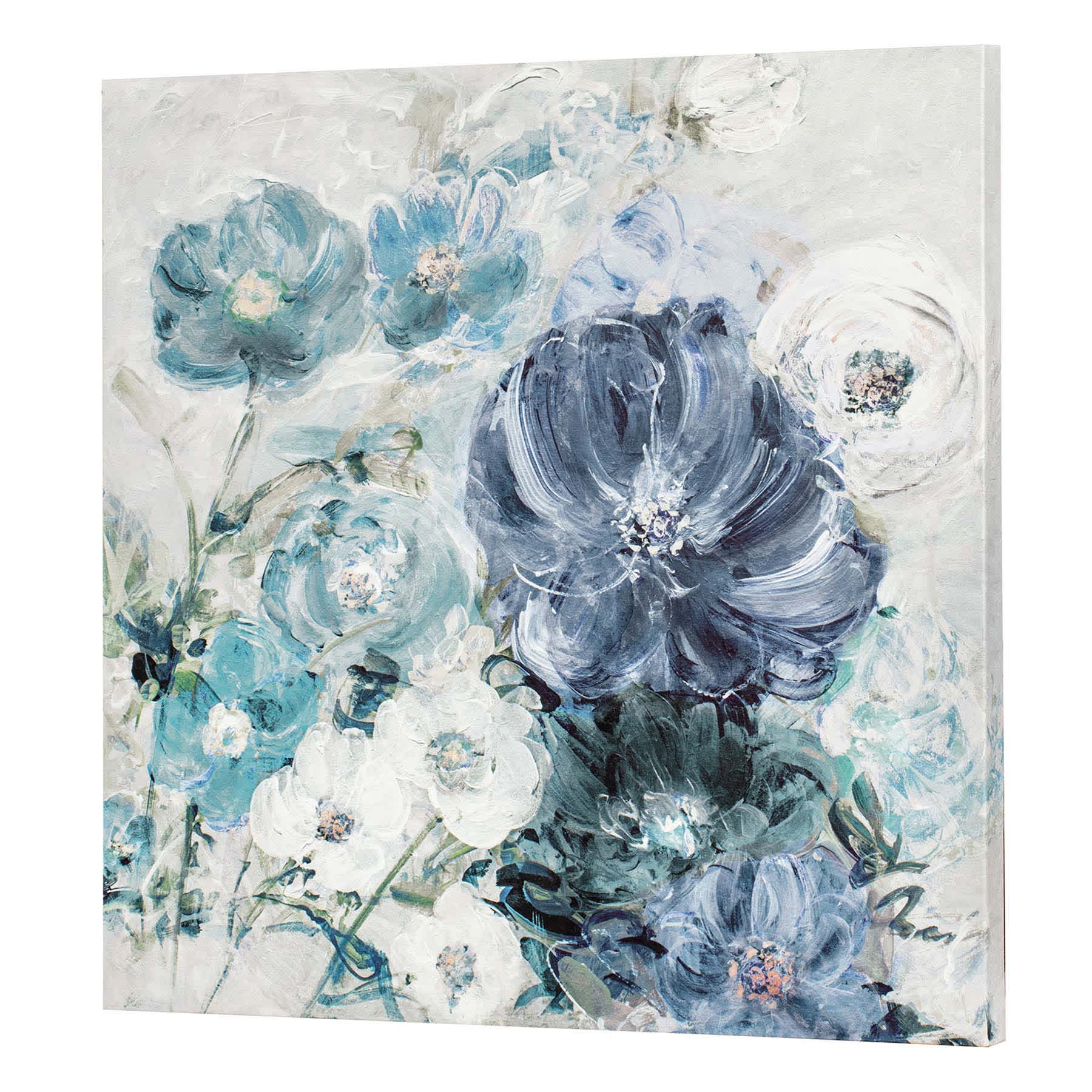 Soft Blue Floral Canvas Wall Art, 30"