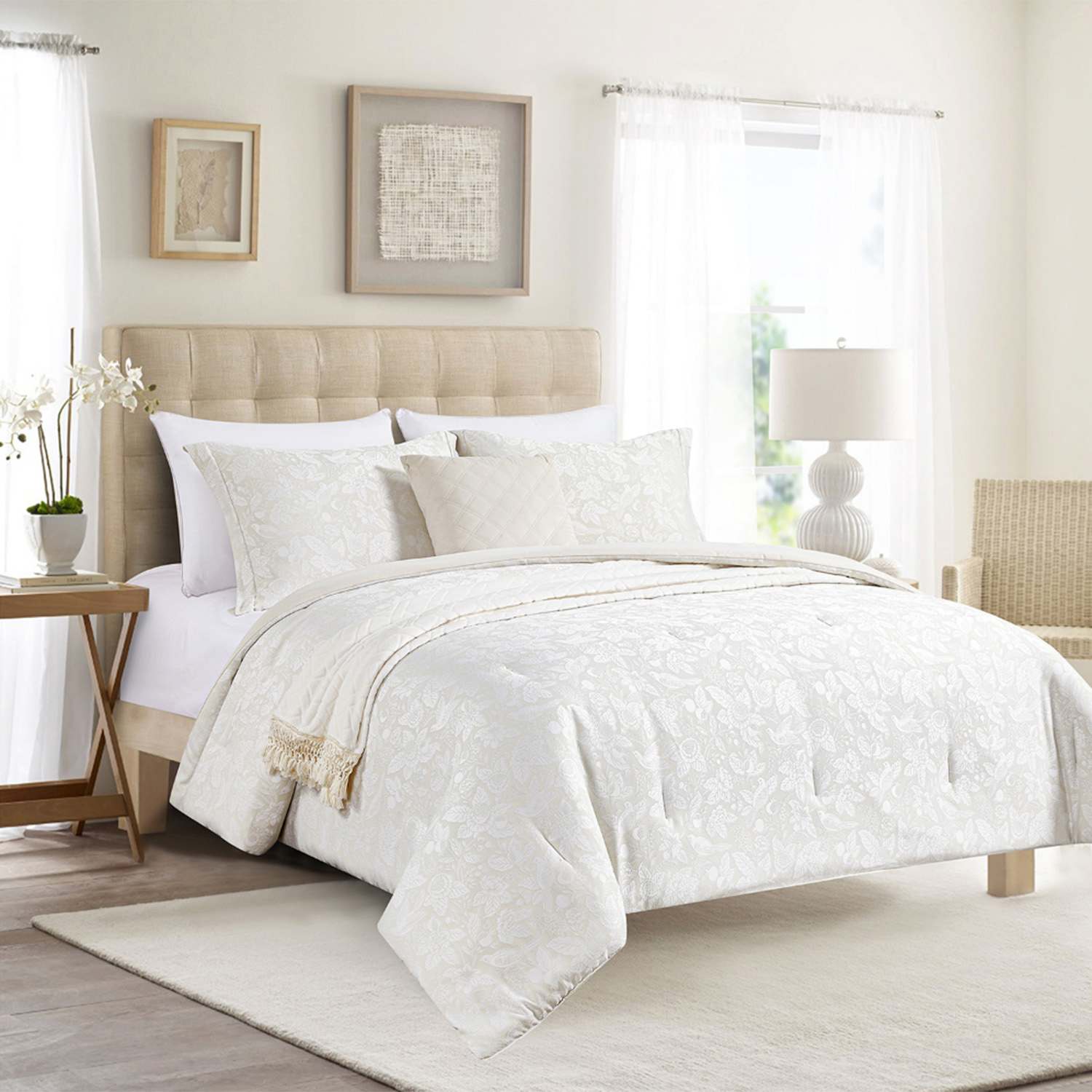 Providence 5-Piece Songbird Tonal Jacquard Comforter Set, Full/Queen