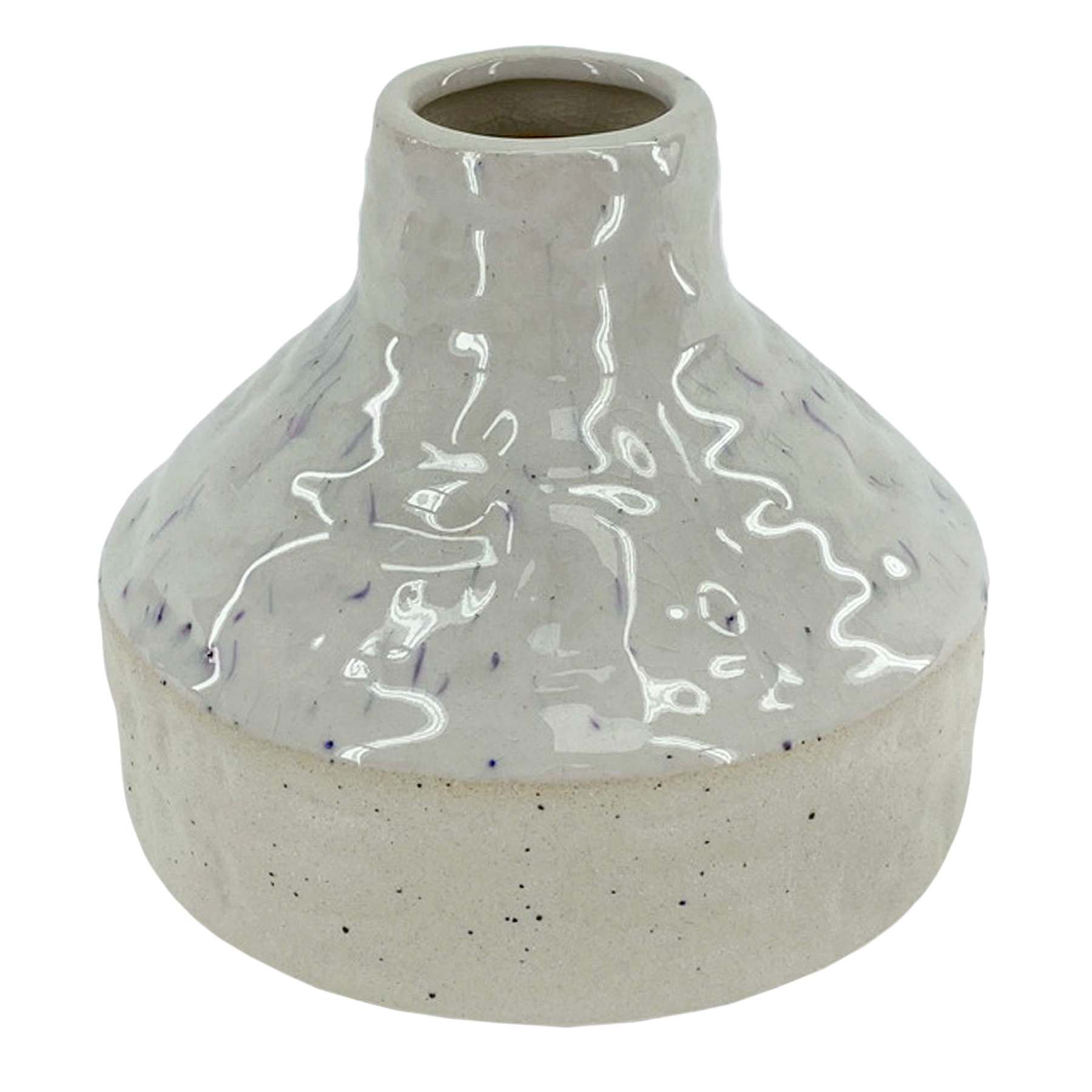 Honeybloom White and Blue Speckeled Vase, 4"