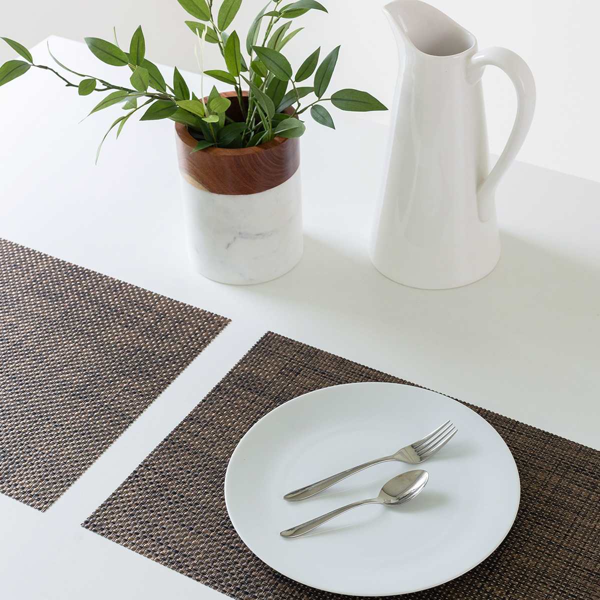 Set of 6 Longport Tobacco Woven Vinyl Placemats, 18x13