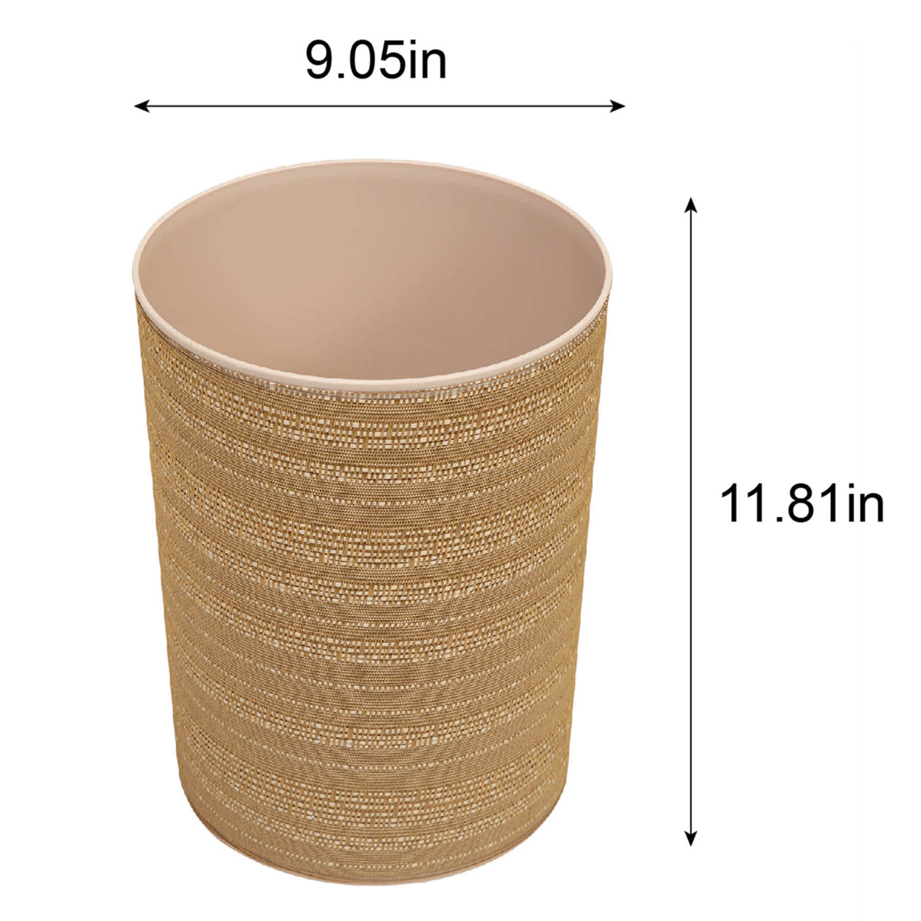 Winslow Gold Round Trash Bin, 10l