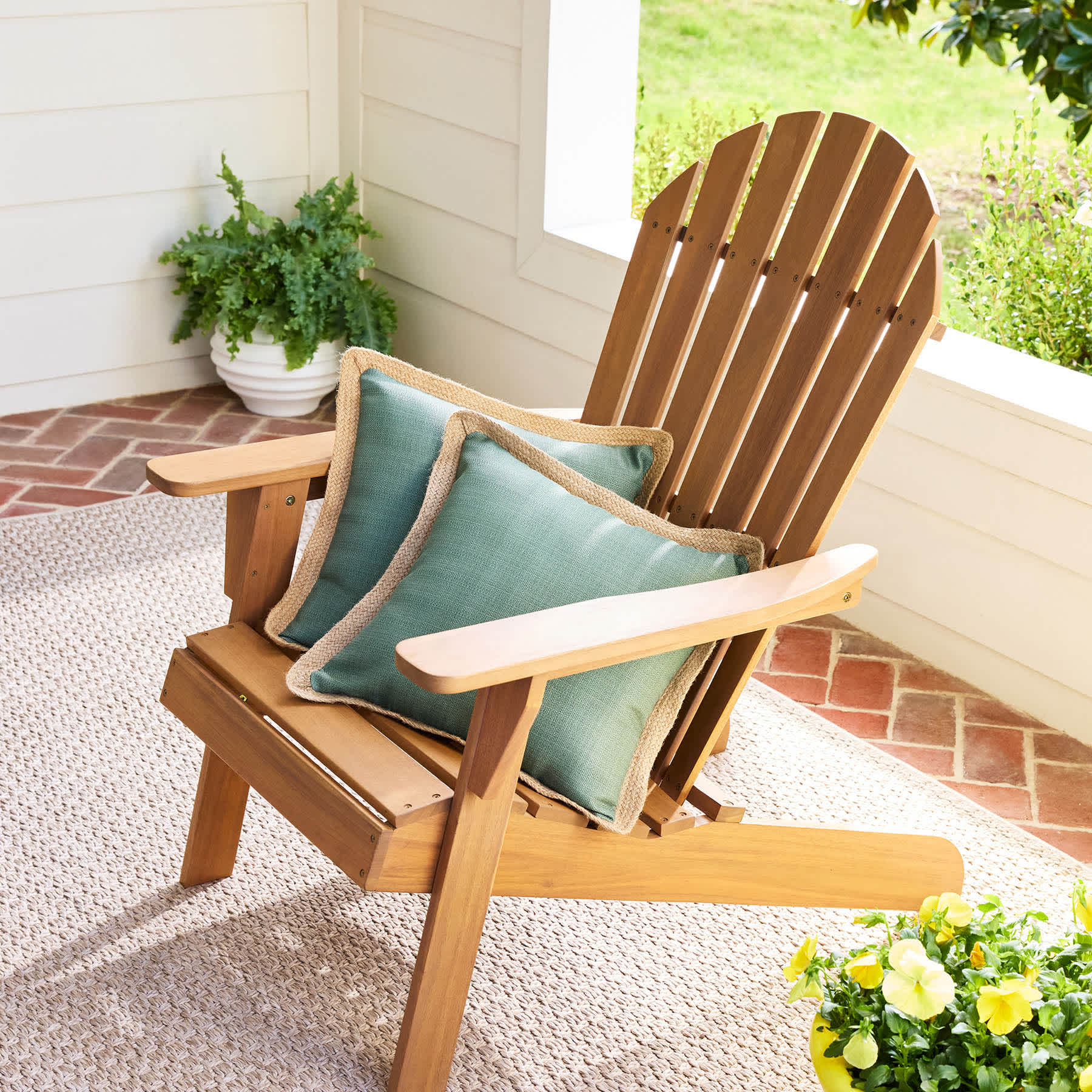 2-Pack Endive Jute Trim Outdoor Throw Pillow, 18"