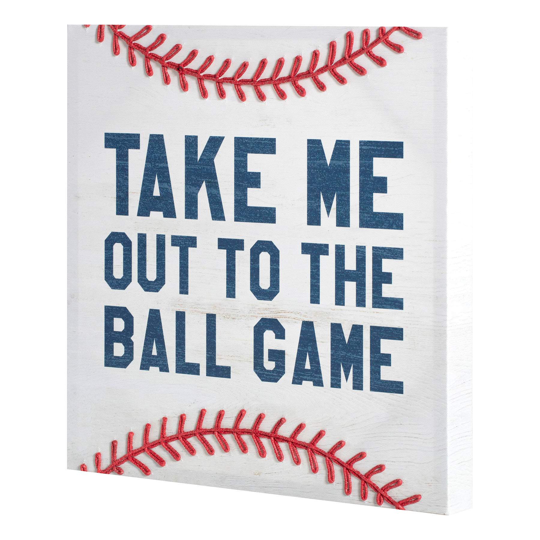 Take Me Out to Ball Game Baseball Canvas Wall Art, 14"