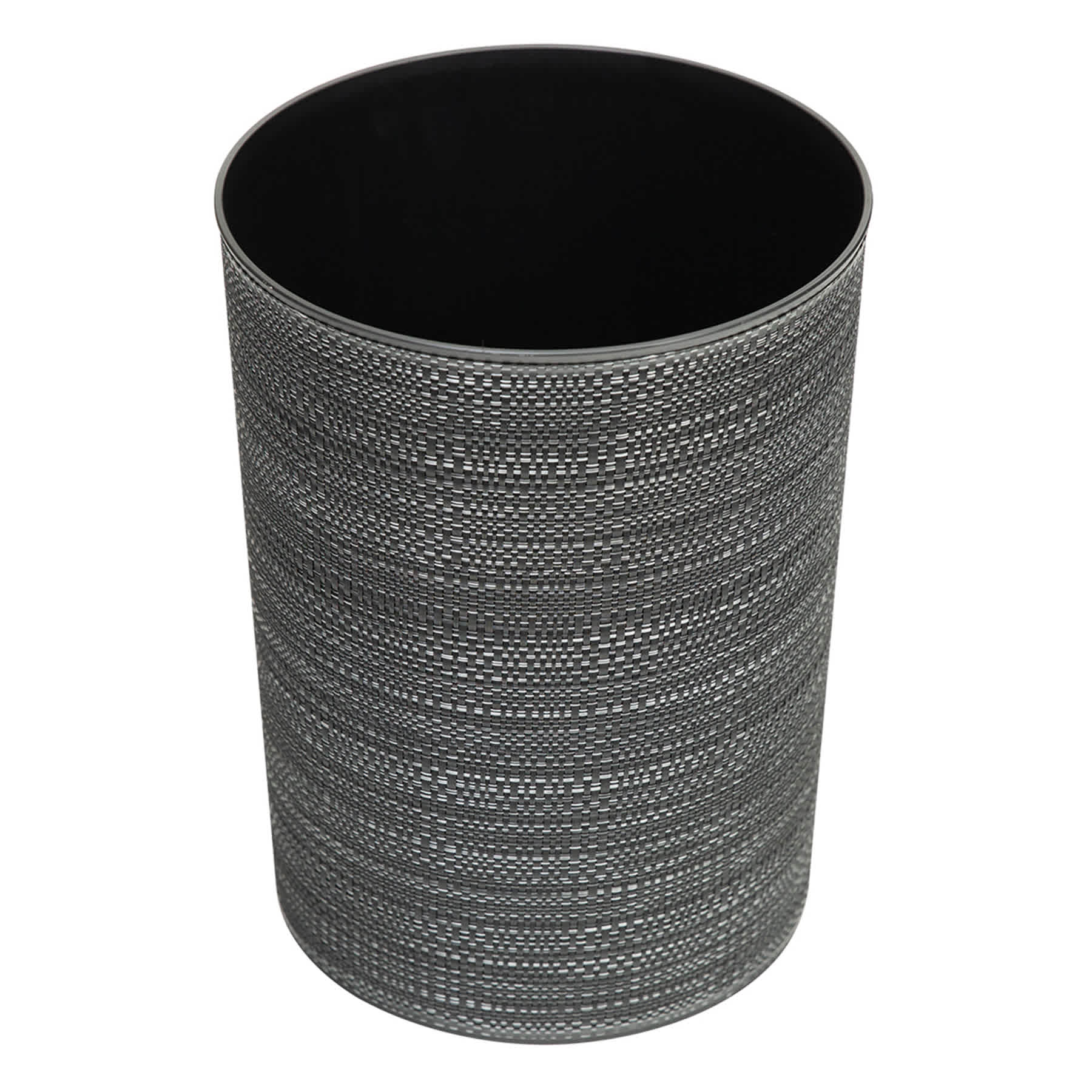 Deco Wrap Wastebasket, Black & Silver