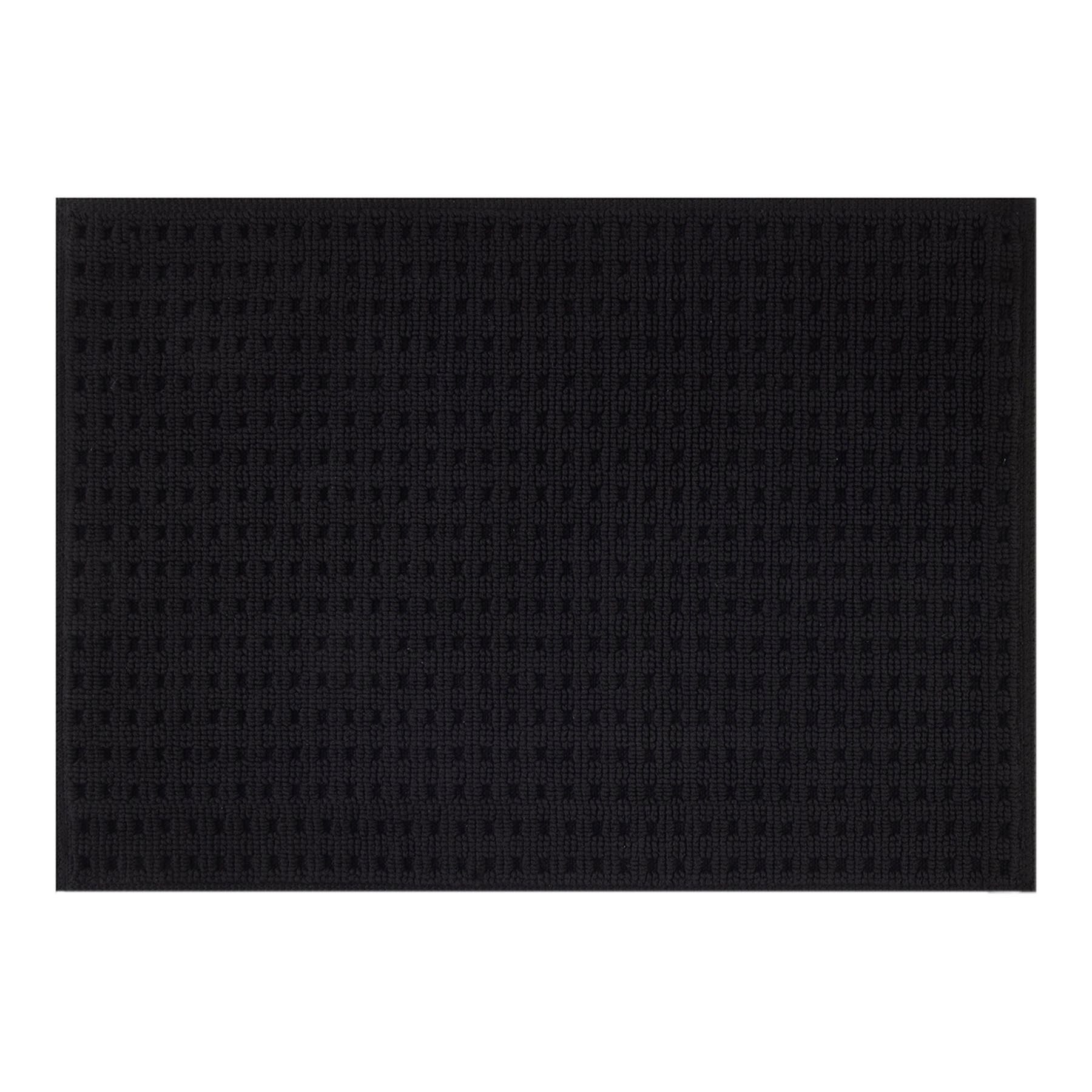 Crosby St. Black Waffle Cotton Antimicrobial Bath Rug, 17x24