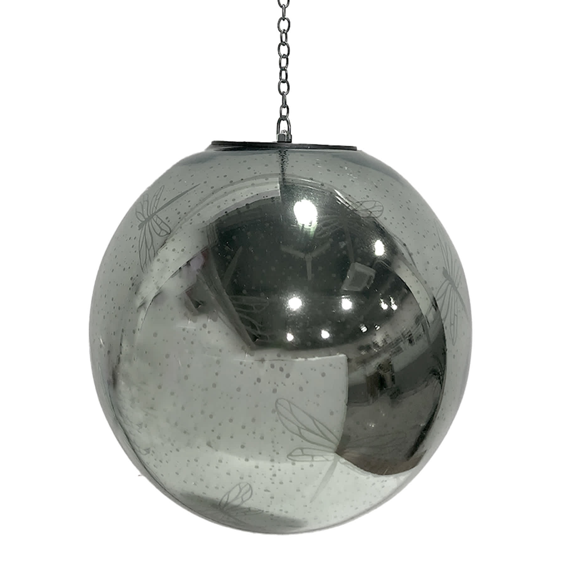 Green Hanging Glass Outdoor Solar Lantern, 8"