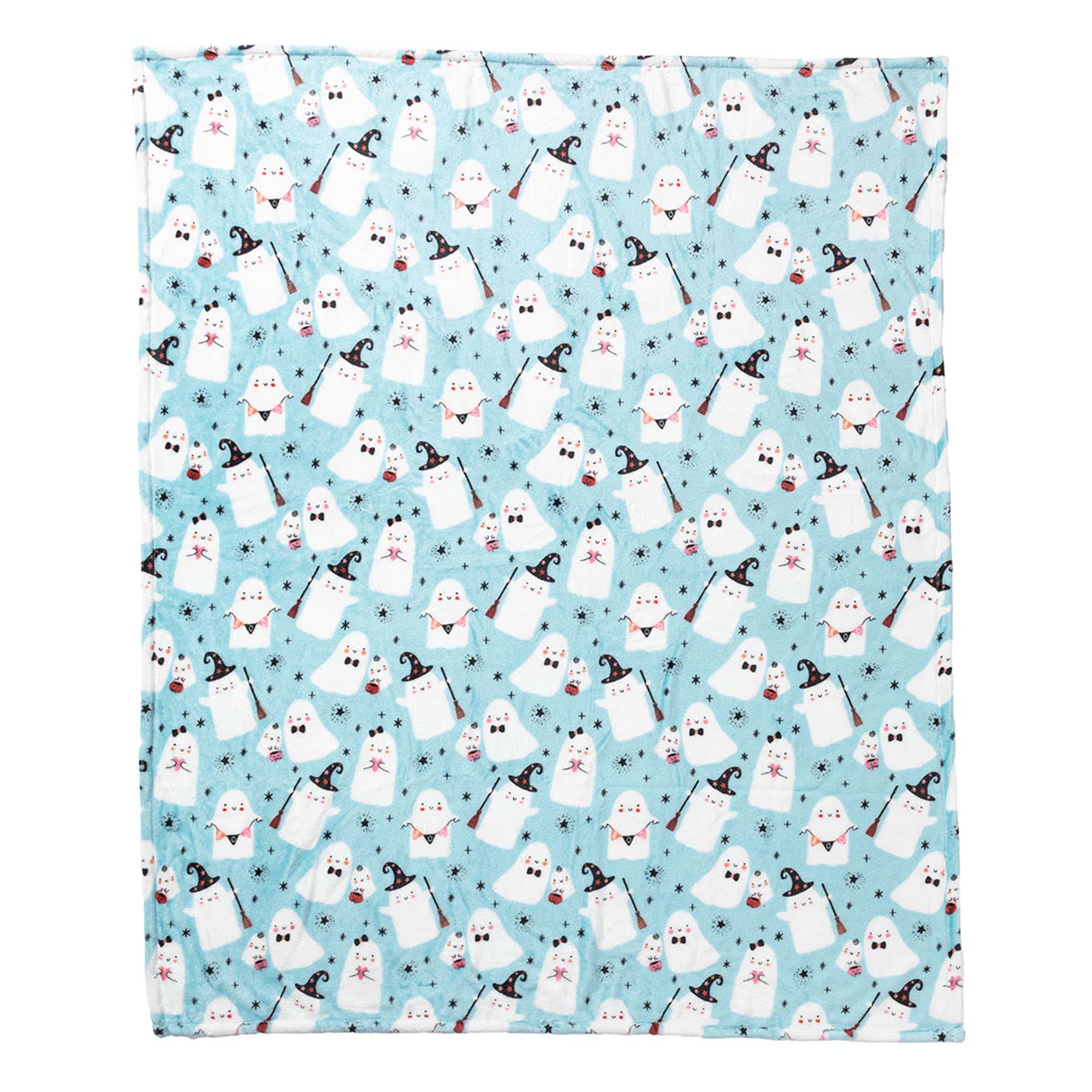 Spooky Ghost & Stars Multicolor Throw Blanket, 50x60