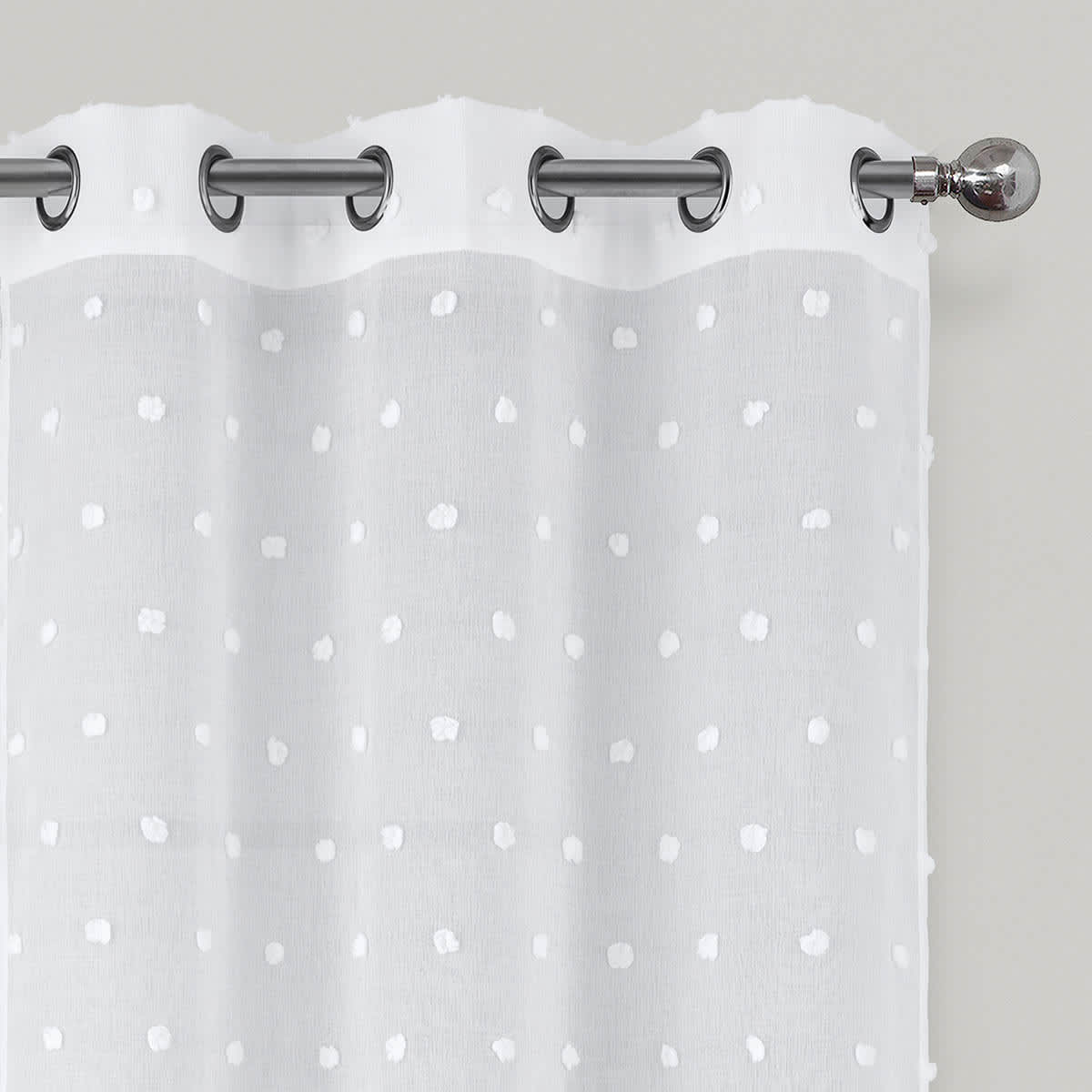 White Angel Clipped Sheer Grommet Single Curtain Panel, 84"