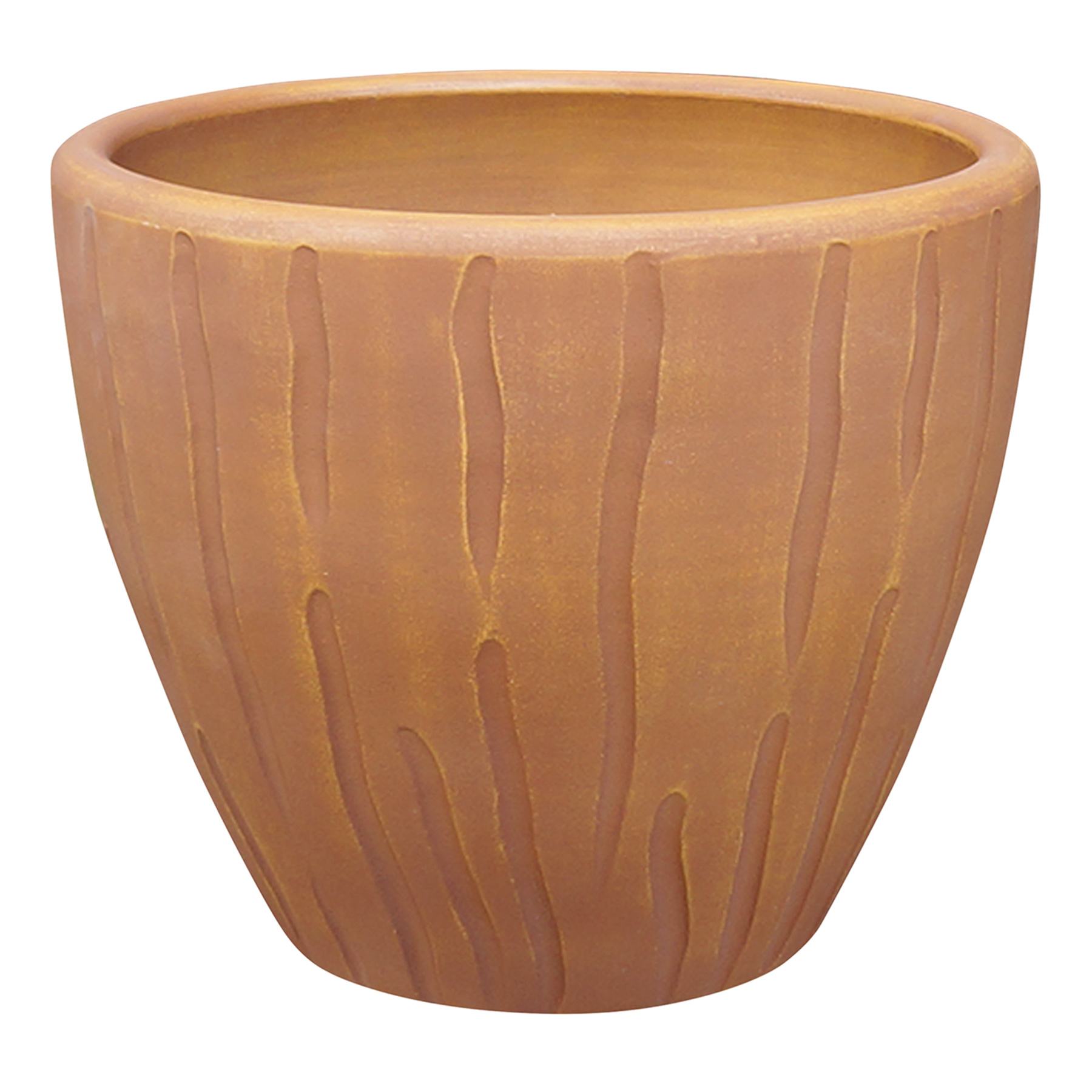 Indoor Wood-Look Clay Pot, Small