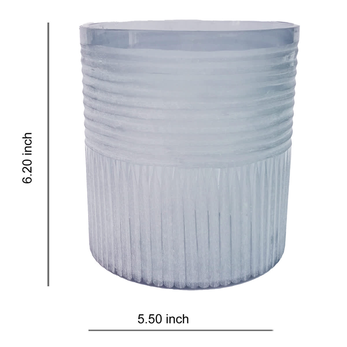Blue Ribbed Glass Hurricane Candle Holder, 6"
