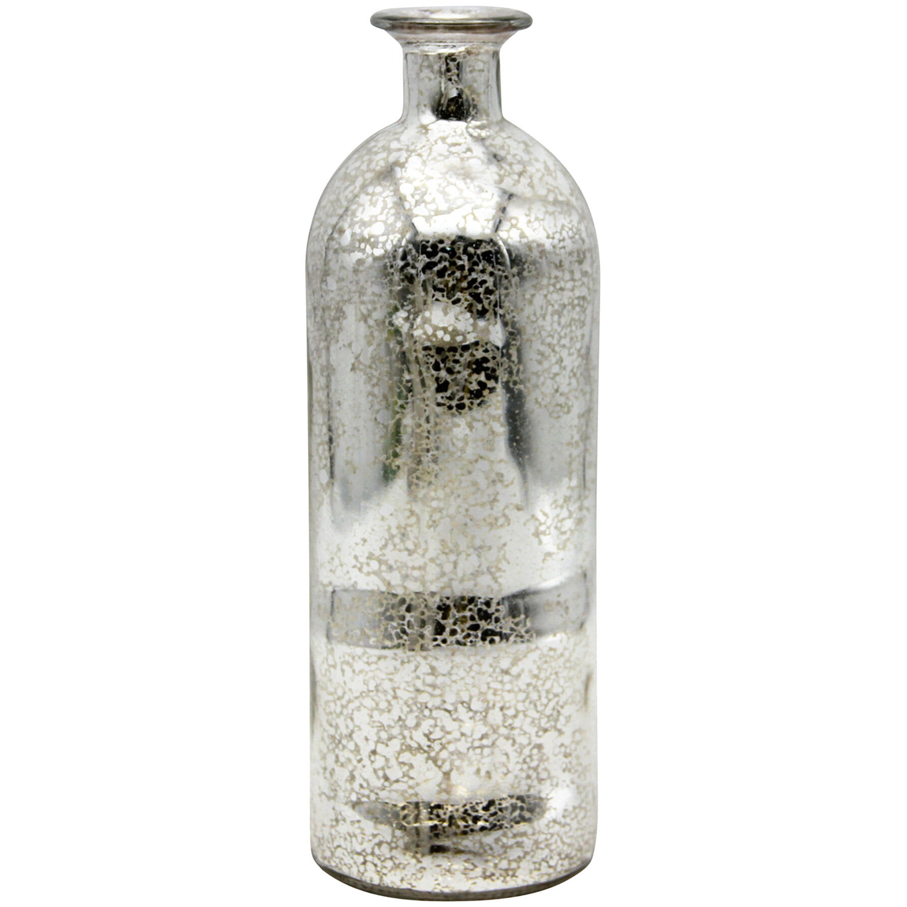 Silver Glass Bottle Vase, 10.5"
