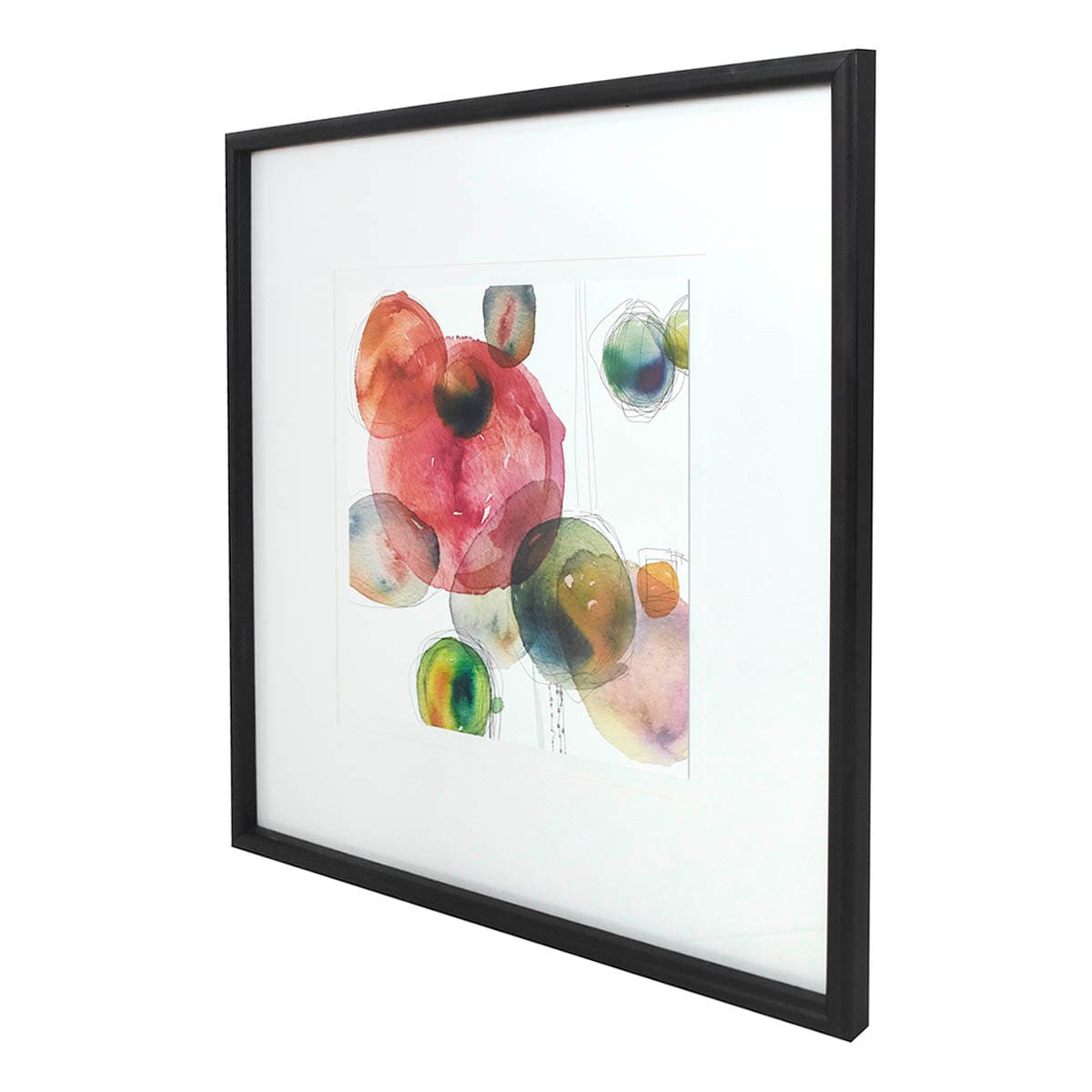 Glass Framed Colorful Abstract Print Wall Art, 21"