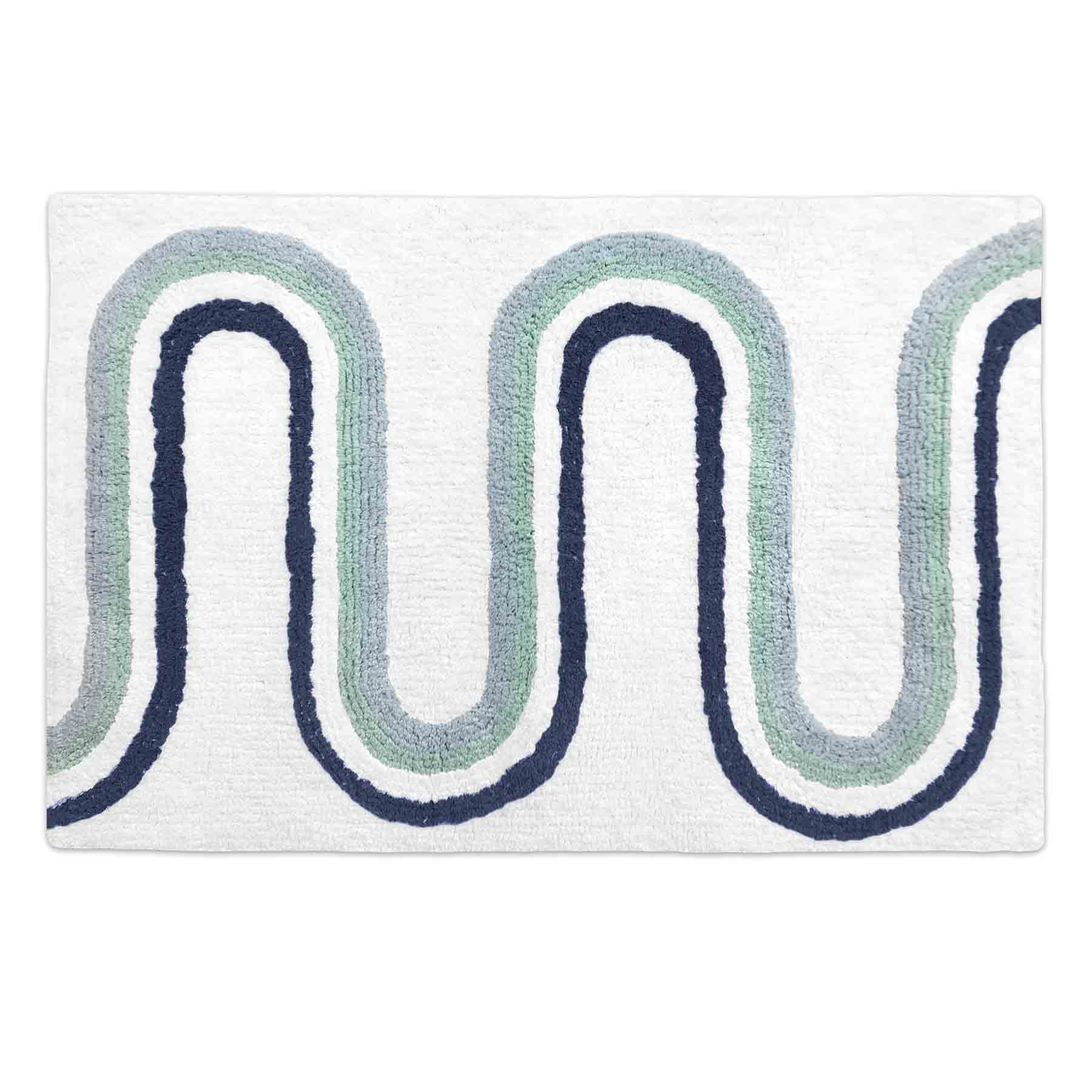 Blue Rainbow Tufted Bath Rug, 20x30
