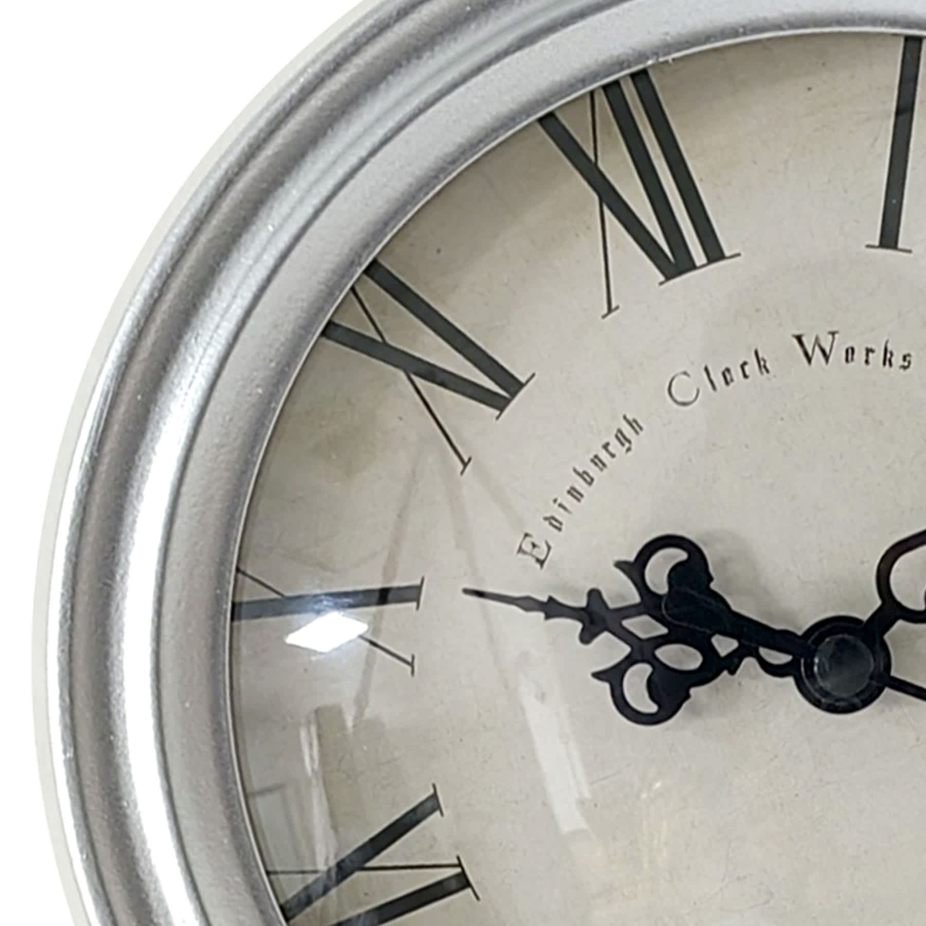 Providence Silver Metal Round Clock, 6x7