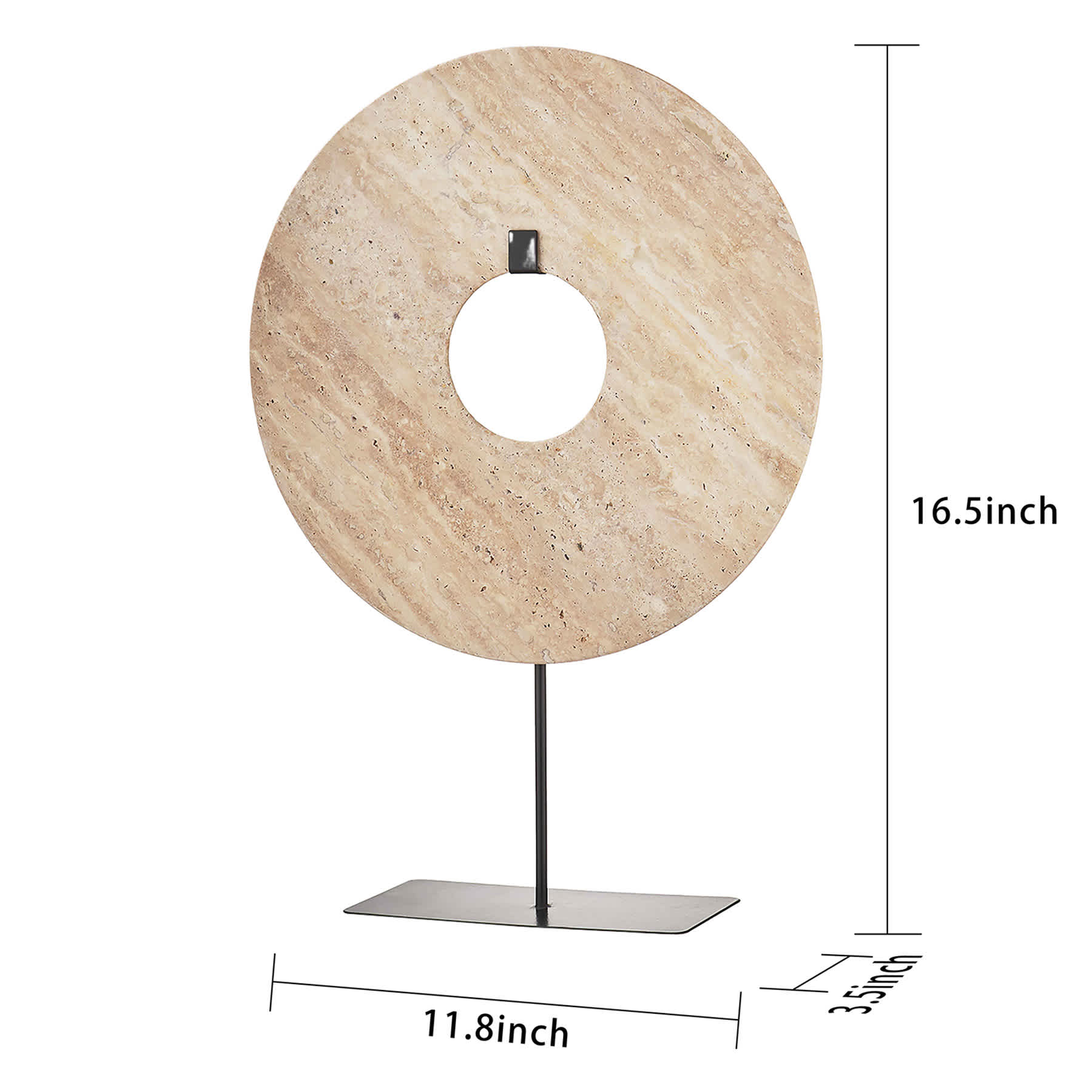 Travertine Medallion on Stand, 16.5"