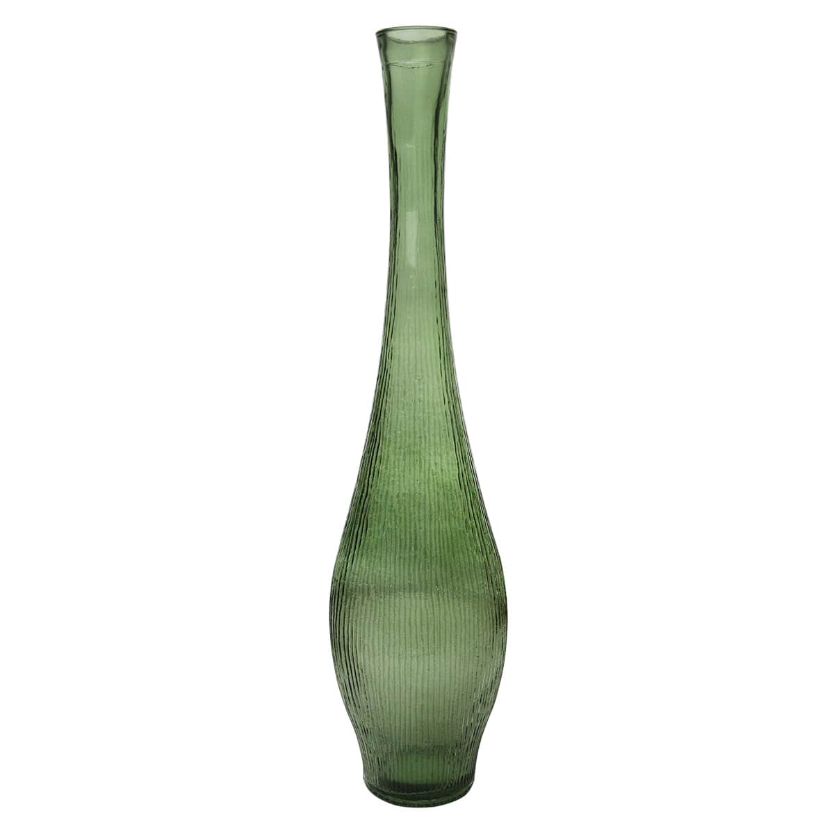 Green Textured Glass Zen Vase, 19.6"