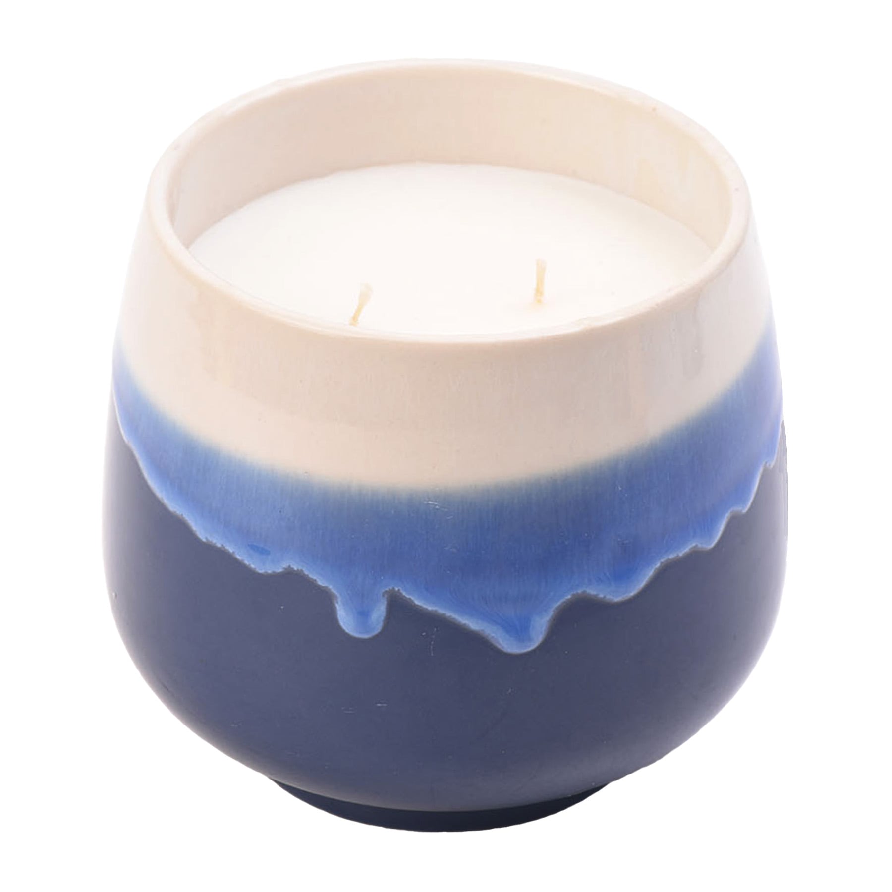Blue Reactive Glaze Ceramic Citronella Candle, 24oz