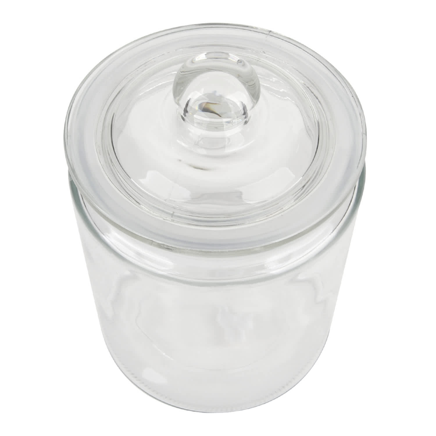 Clear Glass Canister with Round Knob Glass Lid, 28oz